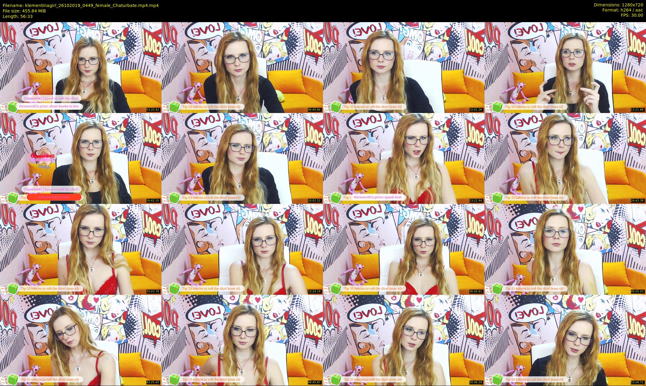 klementinagirl — 57 minute Chaturbate female cam show recording, 720p, Oct 26, 2019