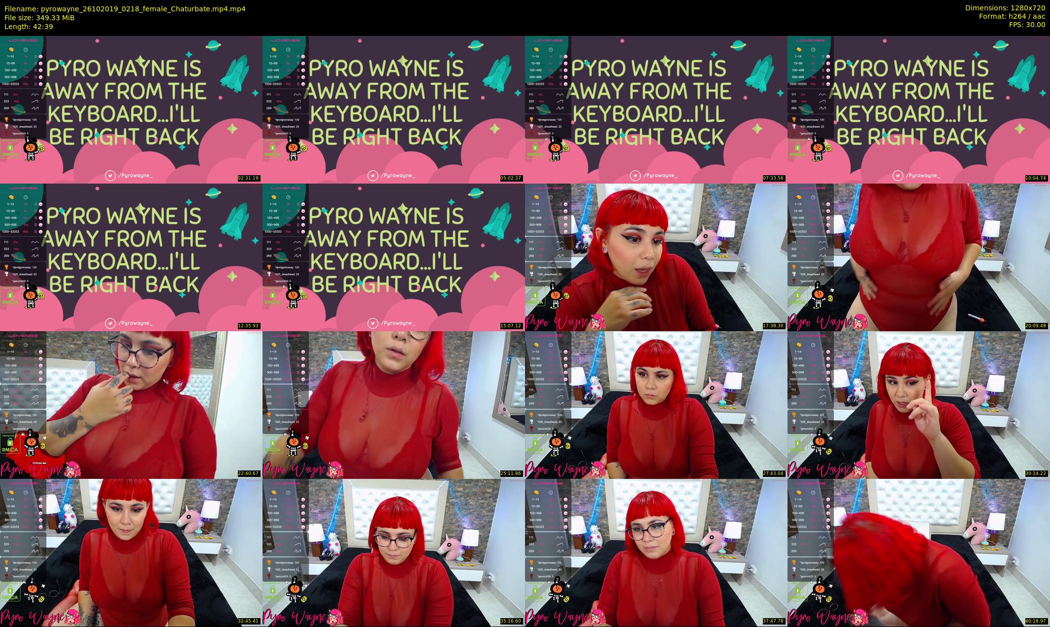 pyrowayne — 43 minute Chaturbate female cam show recording, 720p, Oct 26, 2019