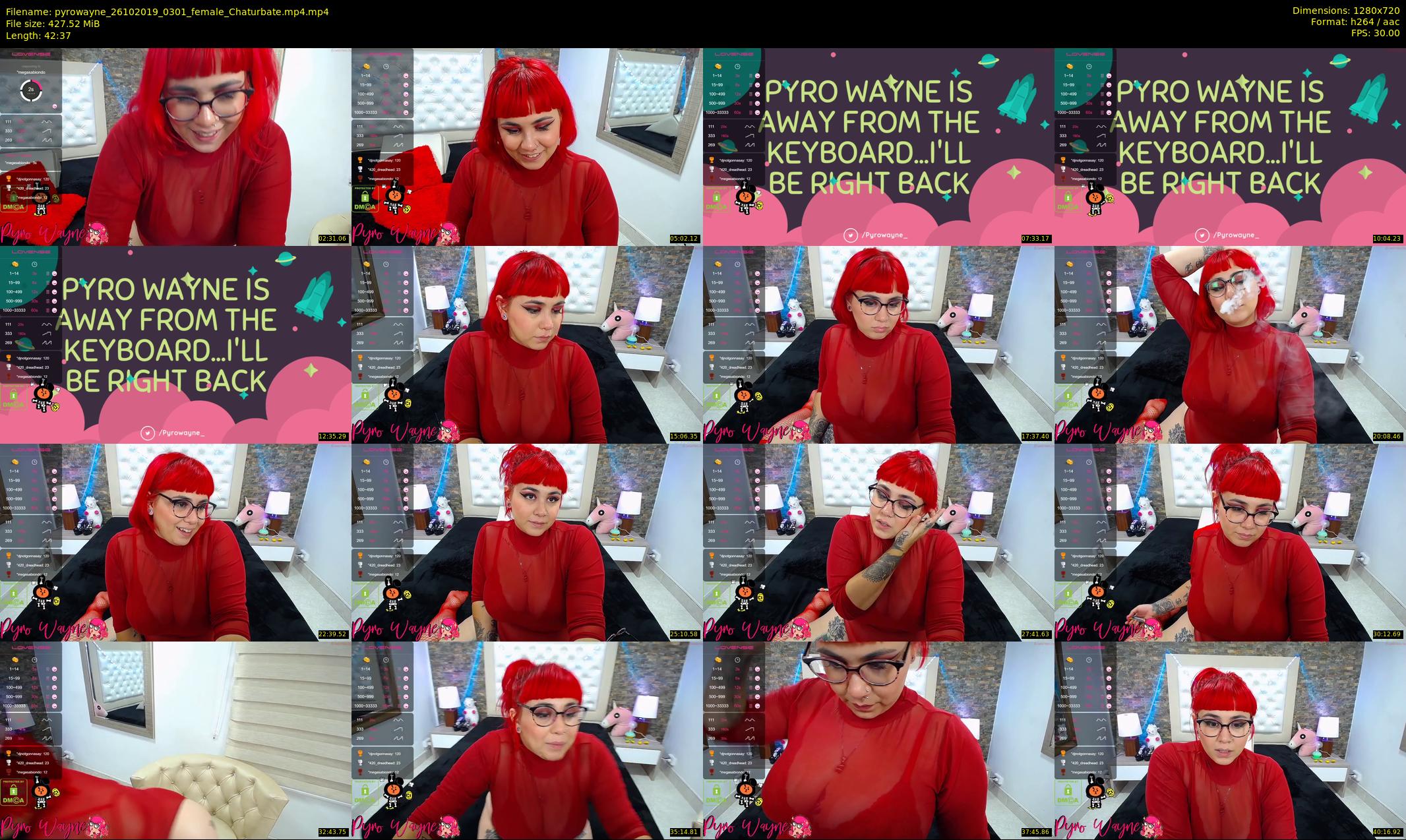 pyrowayne — 43 minute Chaturbate female cam show recording, 720p, Oct 26, 2019