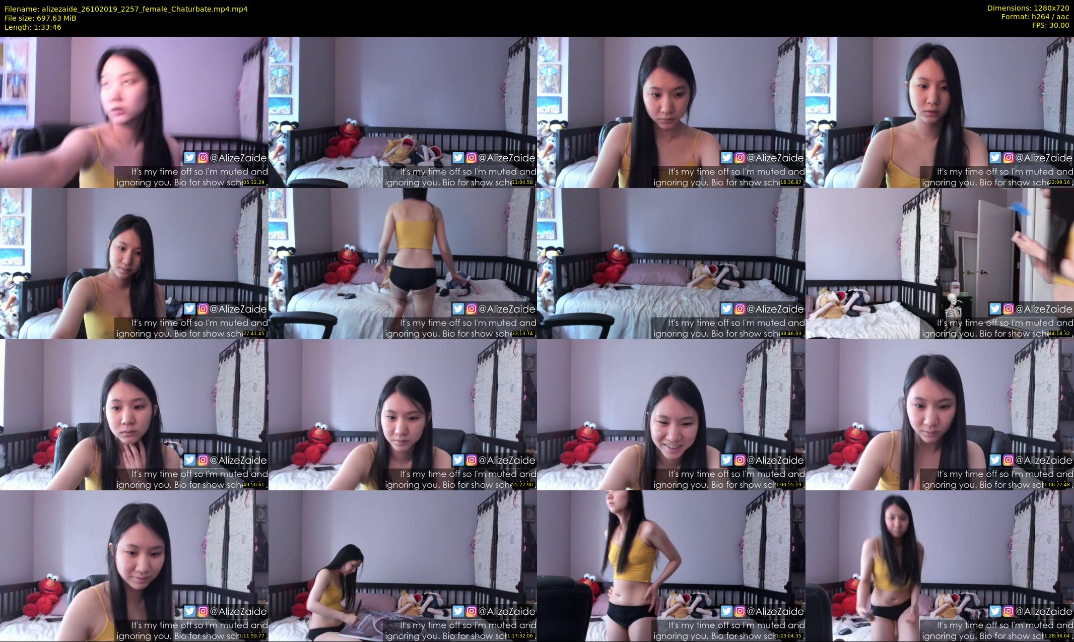 alizezaide — 94 minute Chaturbate female cam show recording, 720p, Oct 26, 2019