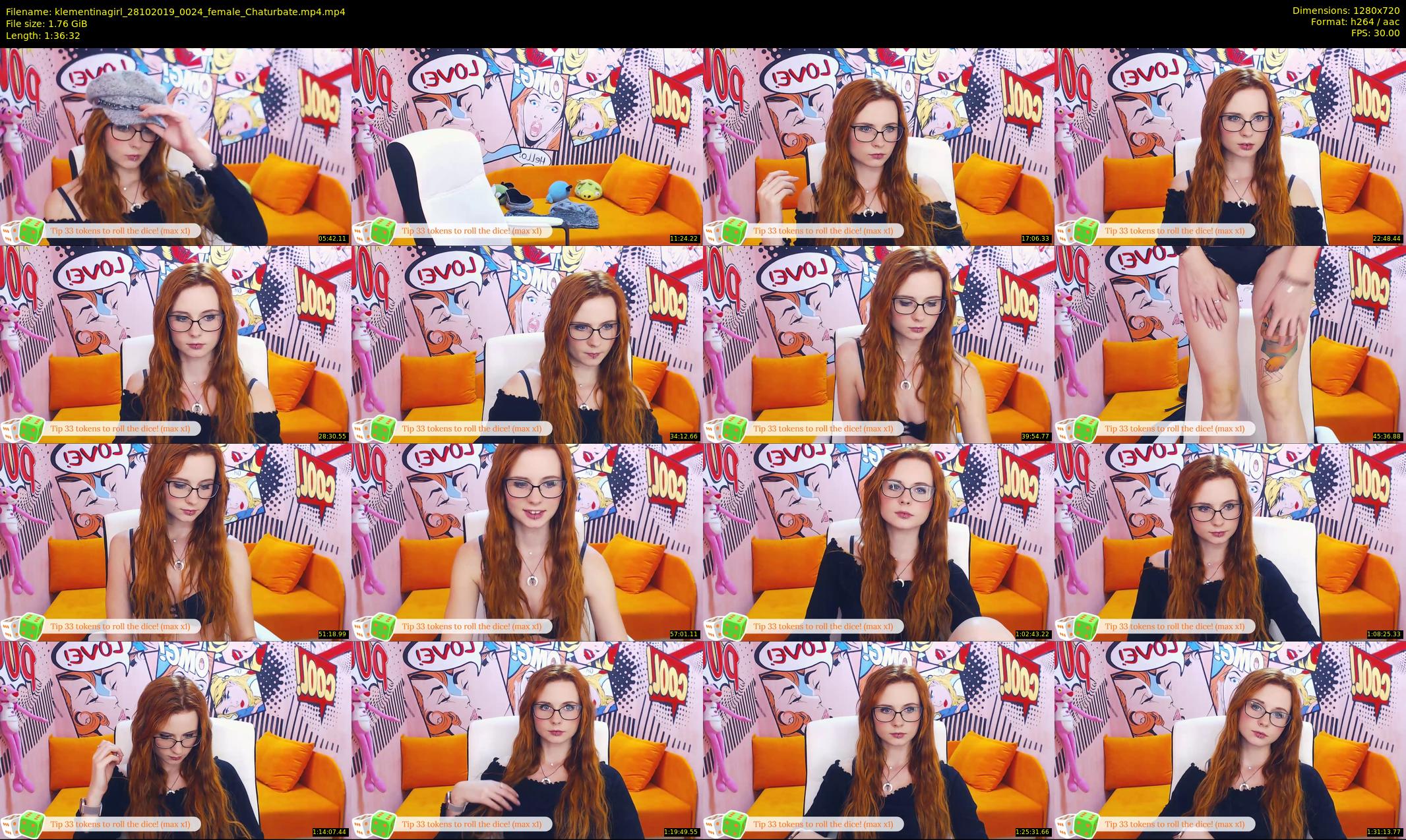 klementinagirl — 97 minute Chaturbate female cam show recording, 720p, Oct 28, 2019