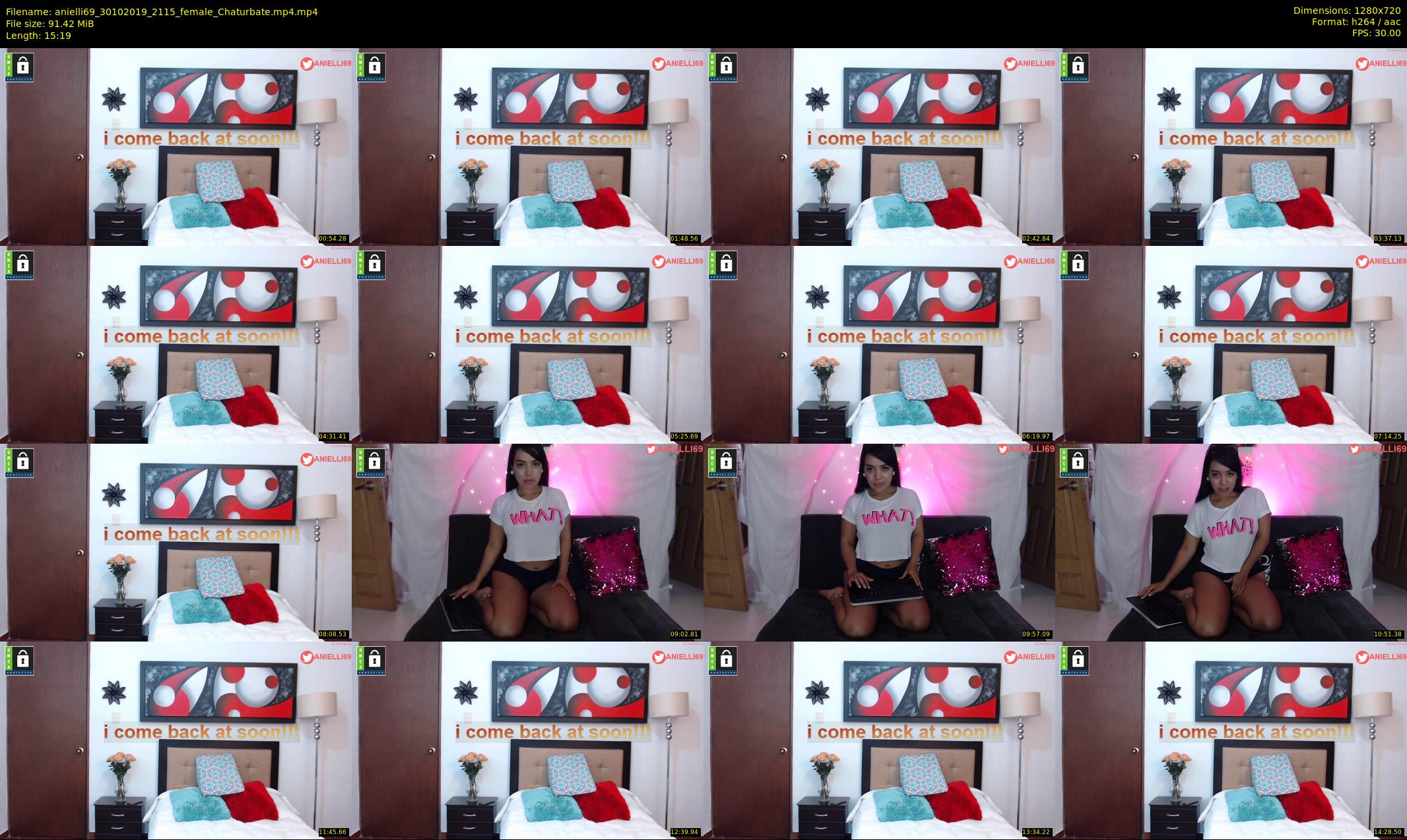 anielli69 — 16 minute Chaturbate female cam show recording, 720p, Oct 30, 2019