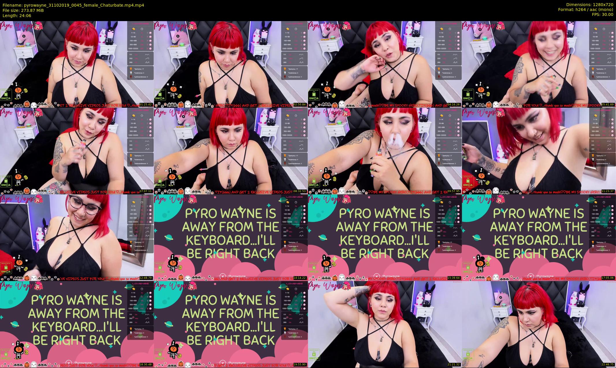 pyrowayne — 25 minute Chaturbate female cam show recording, 720p, Oct 31, 2019