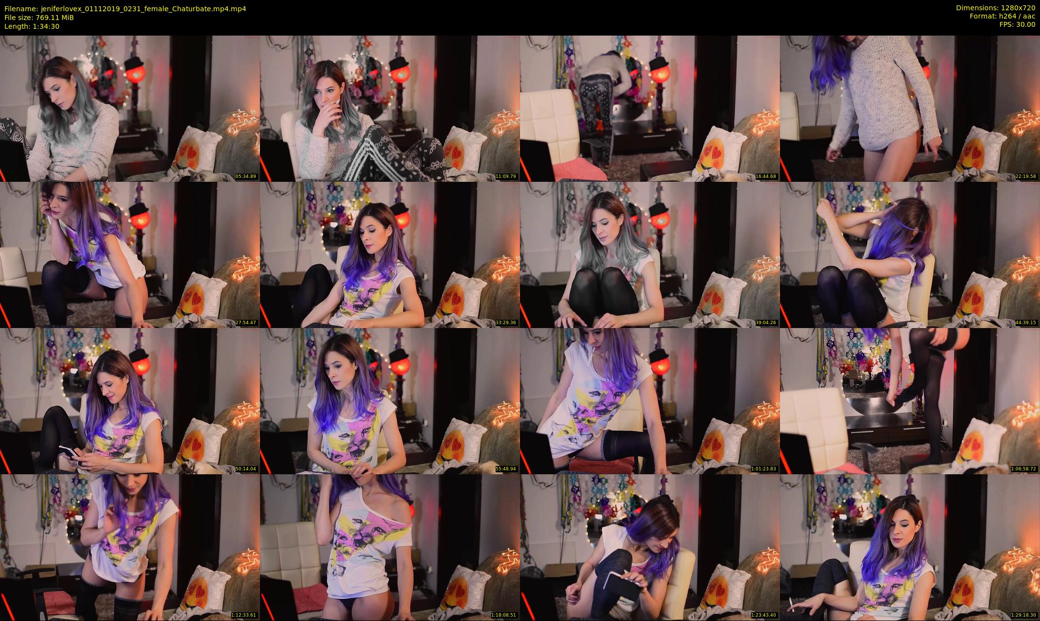 jeniferlovex — 95 minute Chaturbate female cam show recording, 720p, Nov 1, 2019