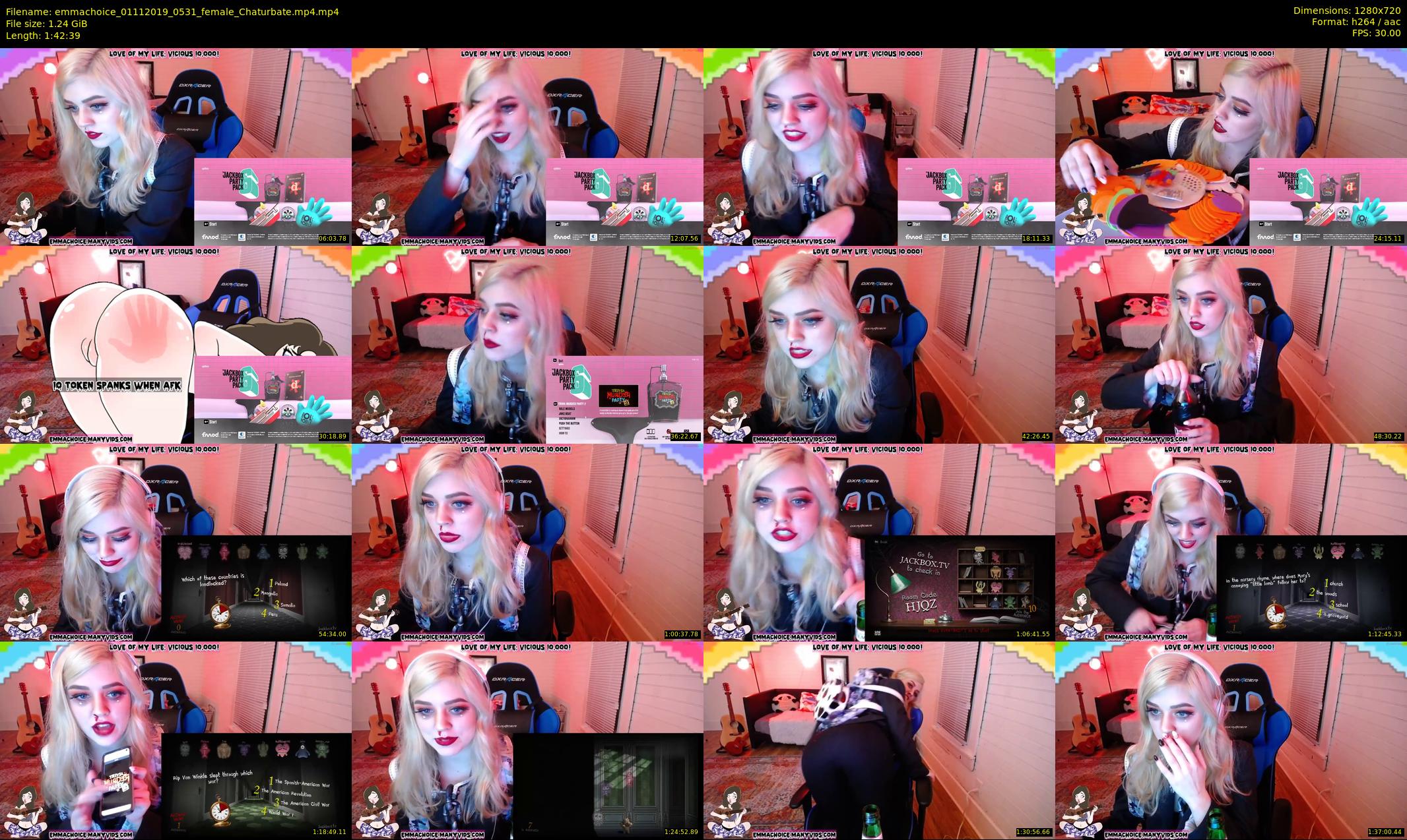 emmachoice — 103 minute Chaturbate female cam show recording, 720p, Nov 1, 2019