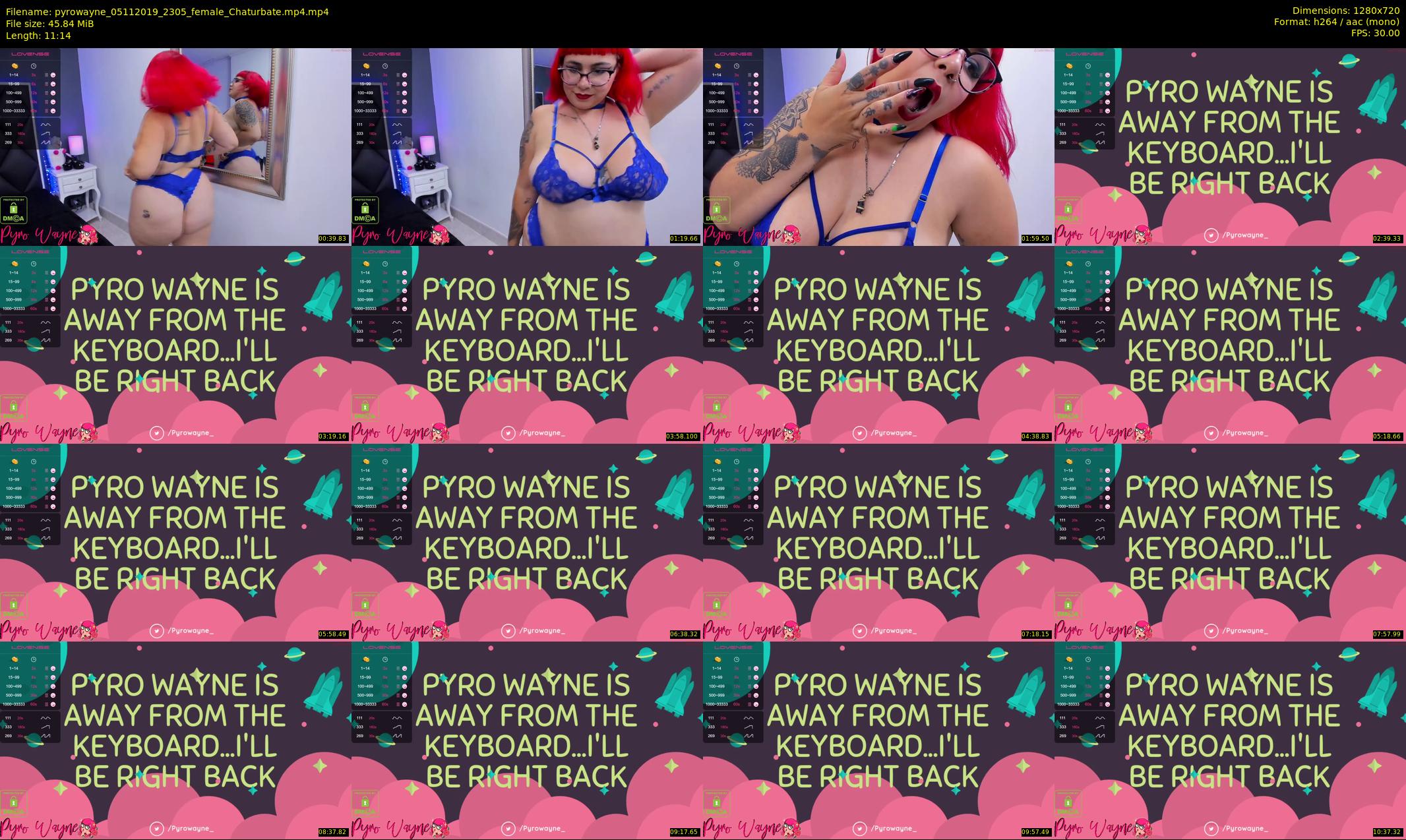 pyrowayne — 12 minute Chaturbate female cam show recording, 720p, Nov 5, 2019