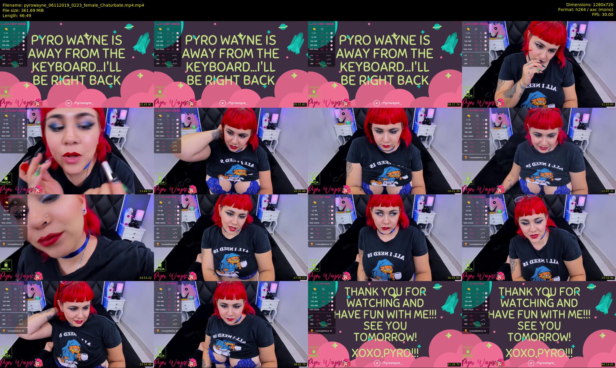 pyrowayne — 47 minute Chaturbate female cam show recording, 720p, Nov 6, 2019