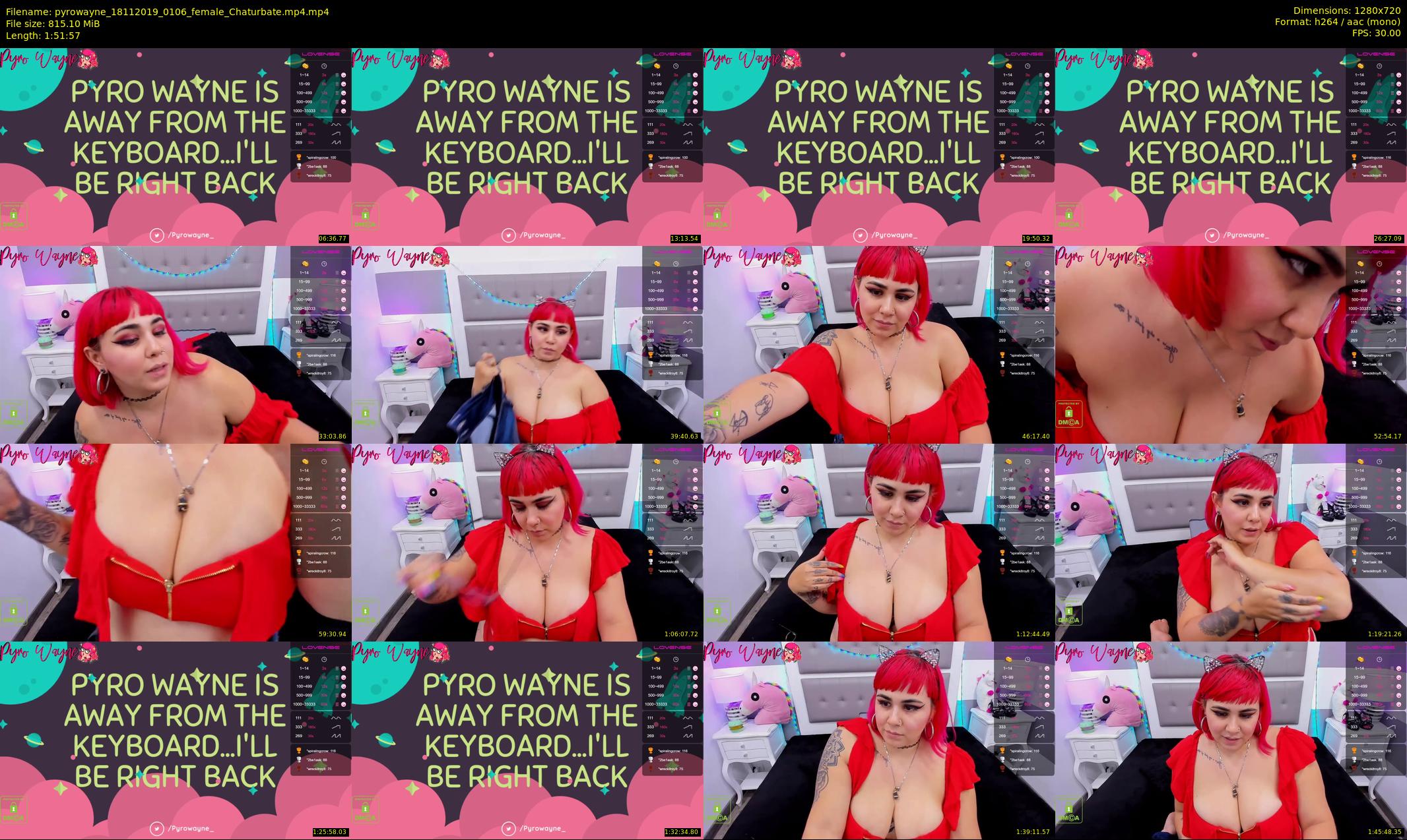 pyrowayne — 112 minute Chaturbate female cam show recording, 720p, Nov 18, 2019