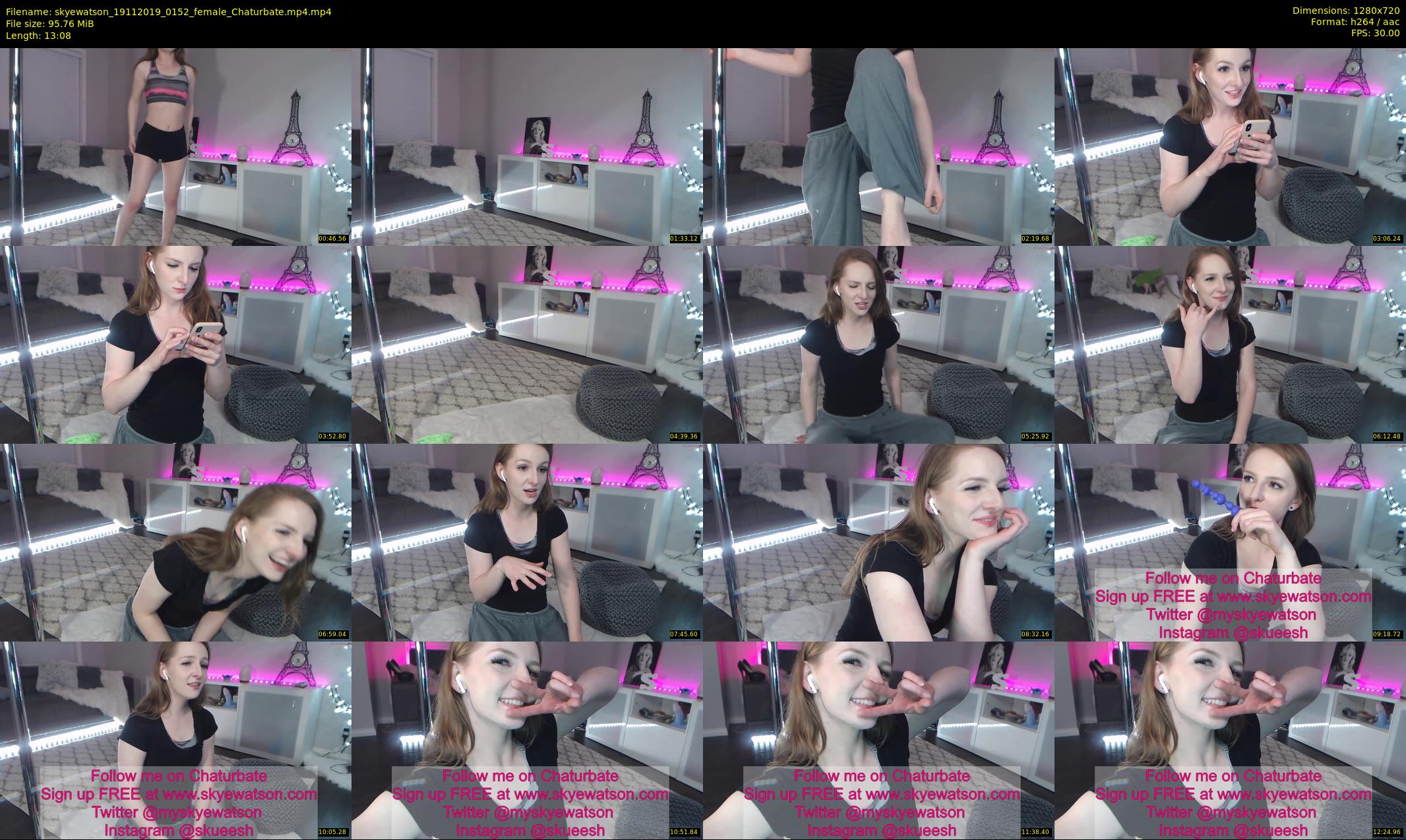 skyewatson — 14 minute Chaturbate female cam show recording, 720p, Nov 19, 2019