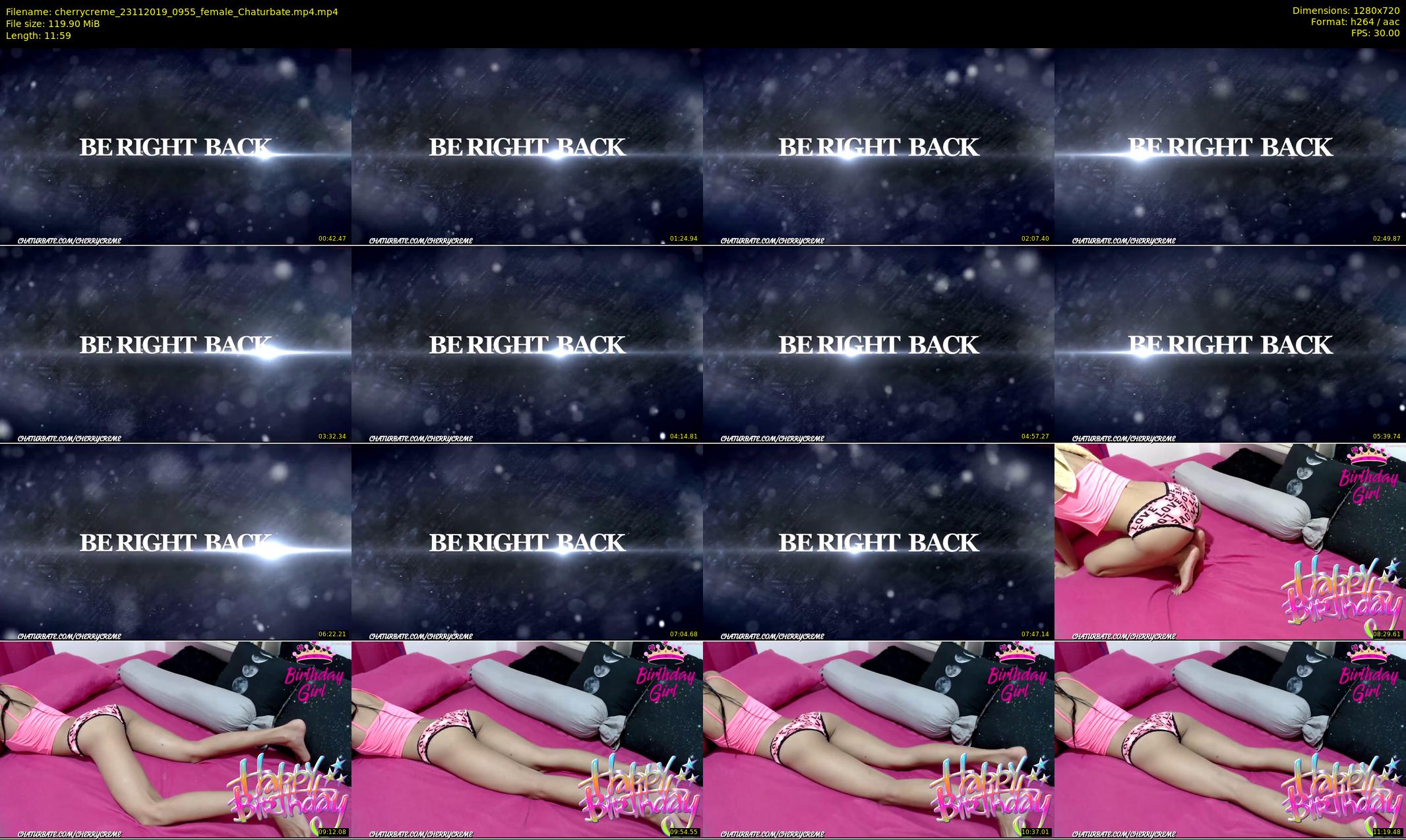 cherrycreme — 12 minute Chaturbate female cam show recording, 720p, Nov 23, 2019