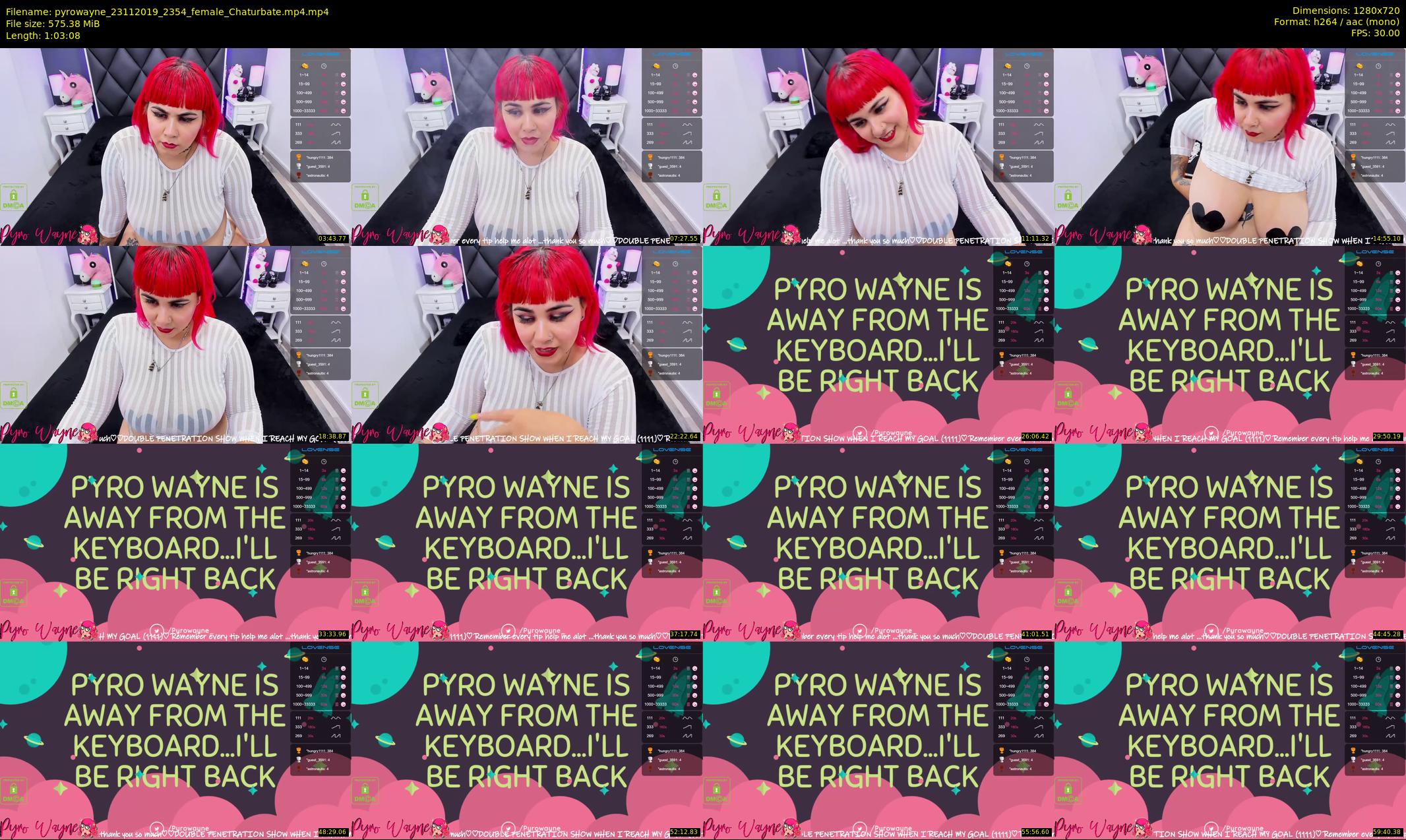 pyrowayne — 64 minute Chaturbate female cam show recording, 720p, Nov 23, 2019