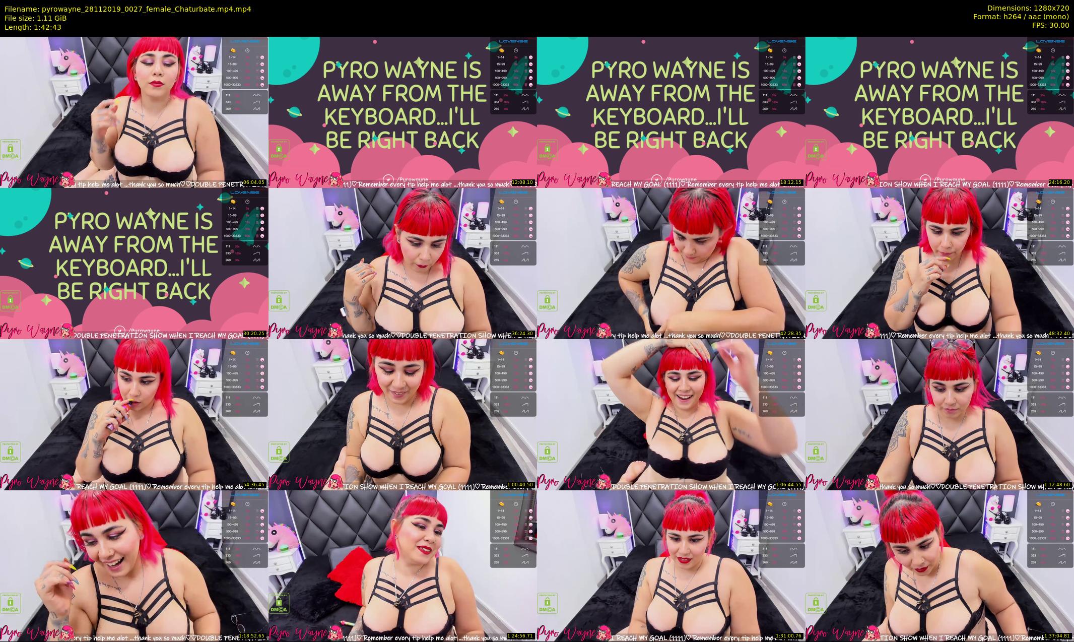 pyrowayne — 103 minute Chaturbate female cam show recording, 720p, Nov 28, 2019