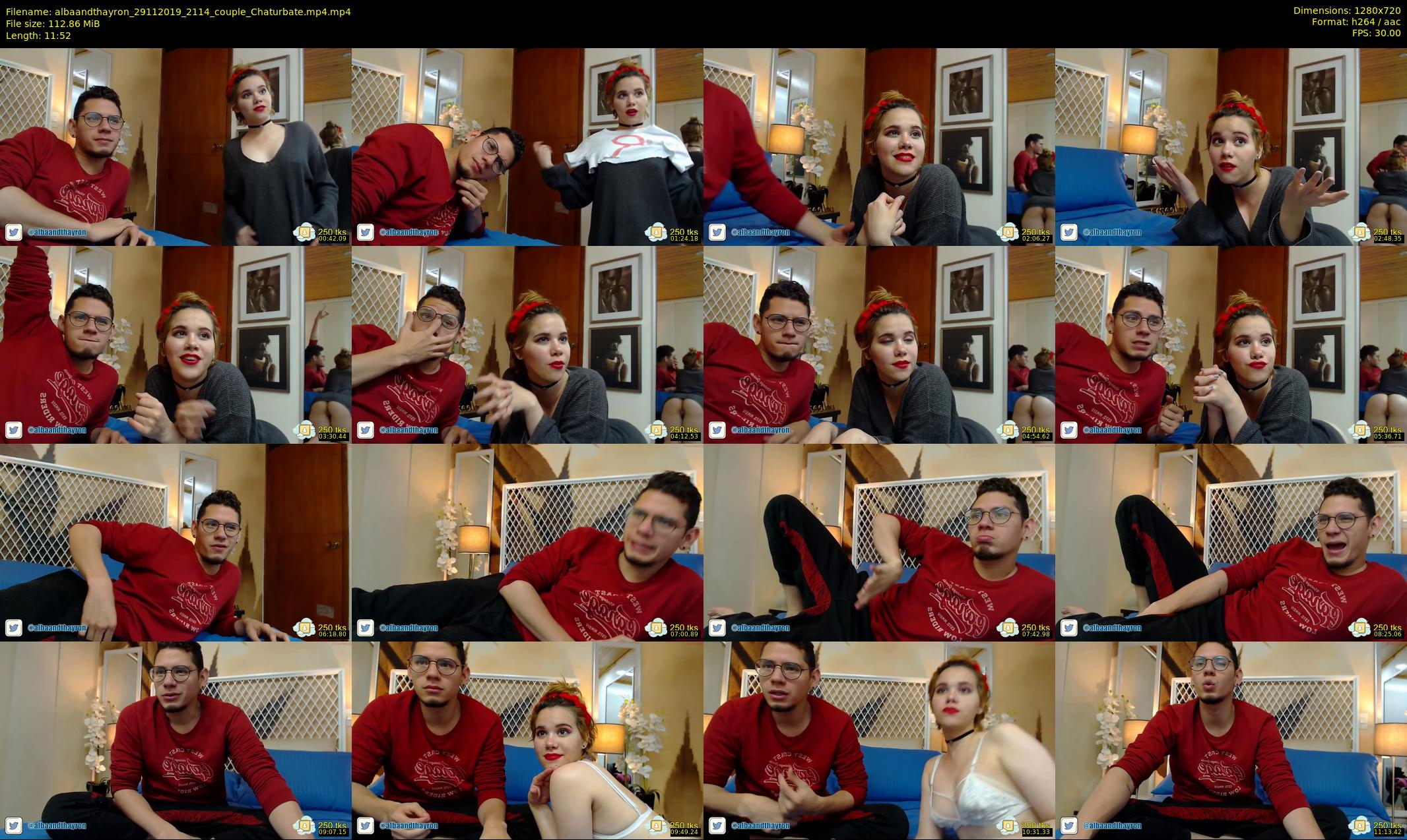 albaandthayron — 12 minute Chaturbate couple cam show recording, 720p, Nov 29, 2019