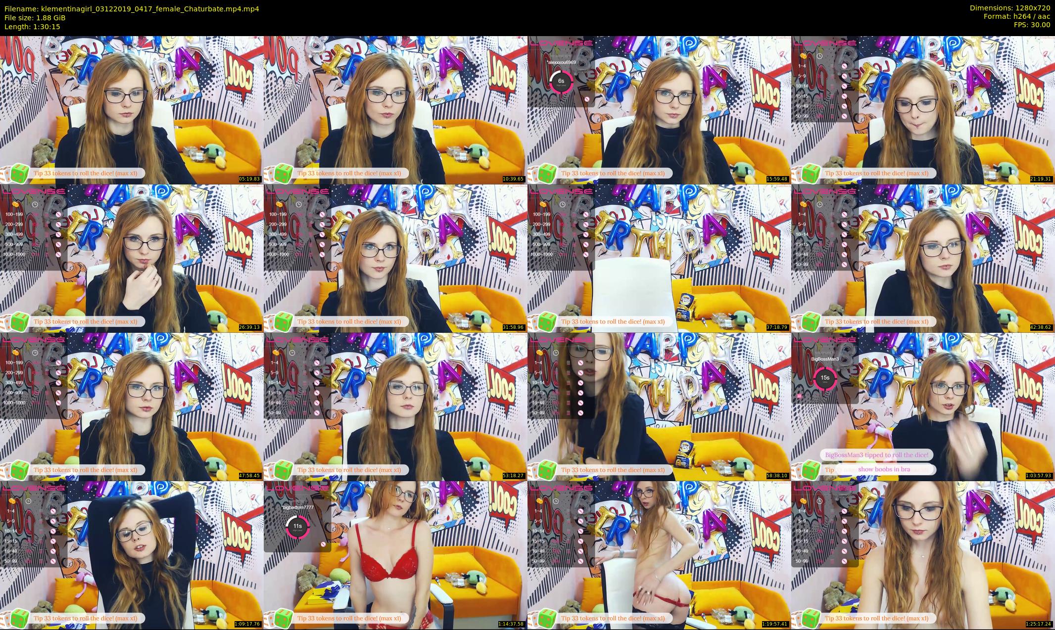 klementinagirl — 91 minute Chaturbate female cam show recording, 720p, Dec 3, 2019