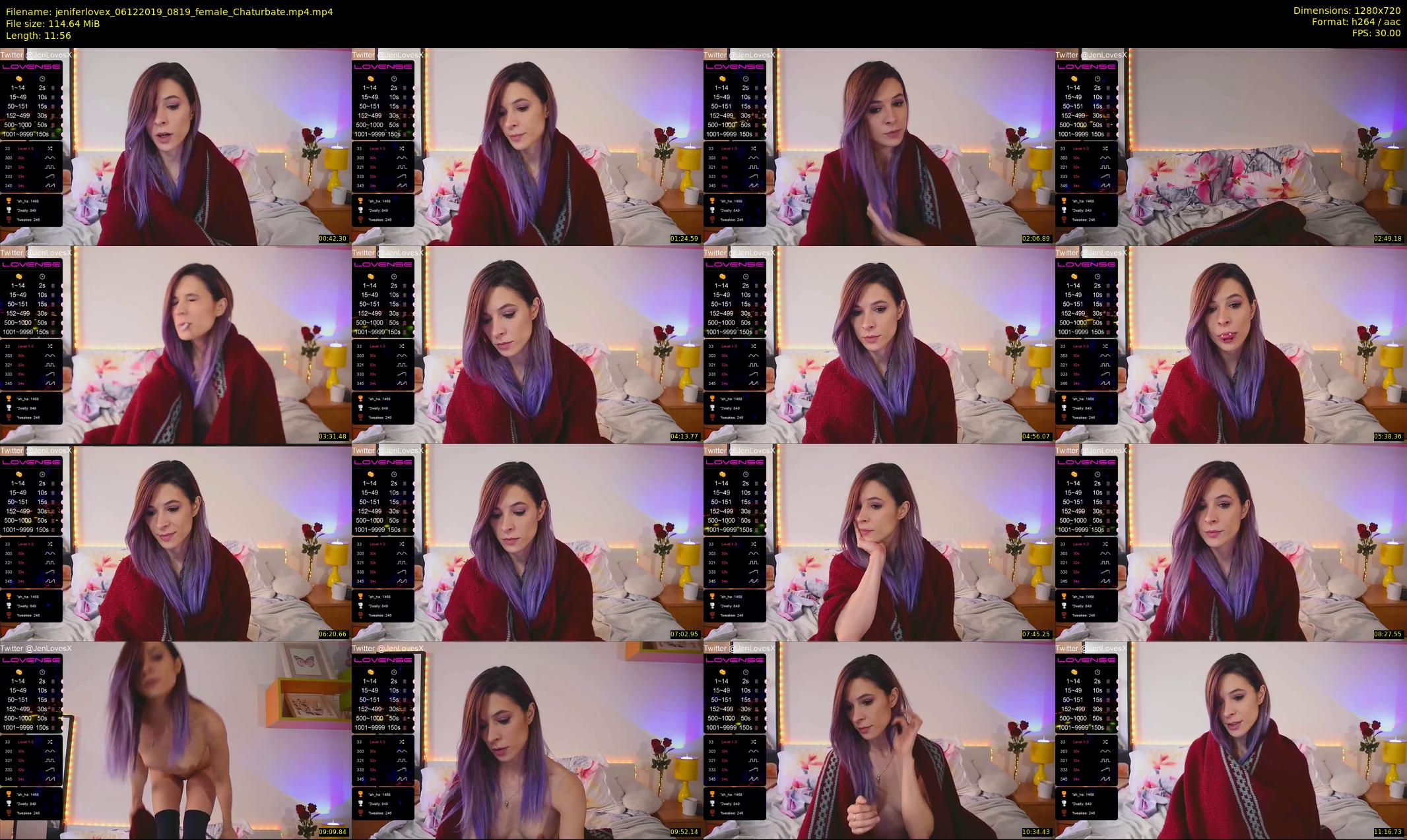 jeniferlovex — 12 minute Chaturbate female cam show recording, 720p, Dec 6, 2019