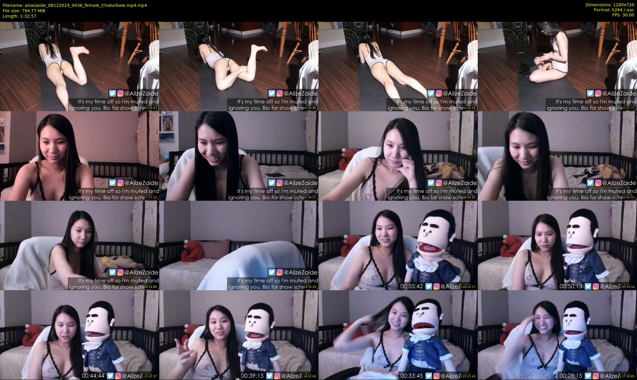 alizezaide — 93 minute Chaturbate female cam show recording, 720p, Dec 8, 2019