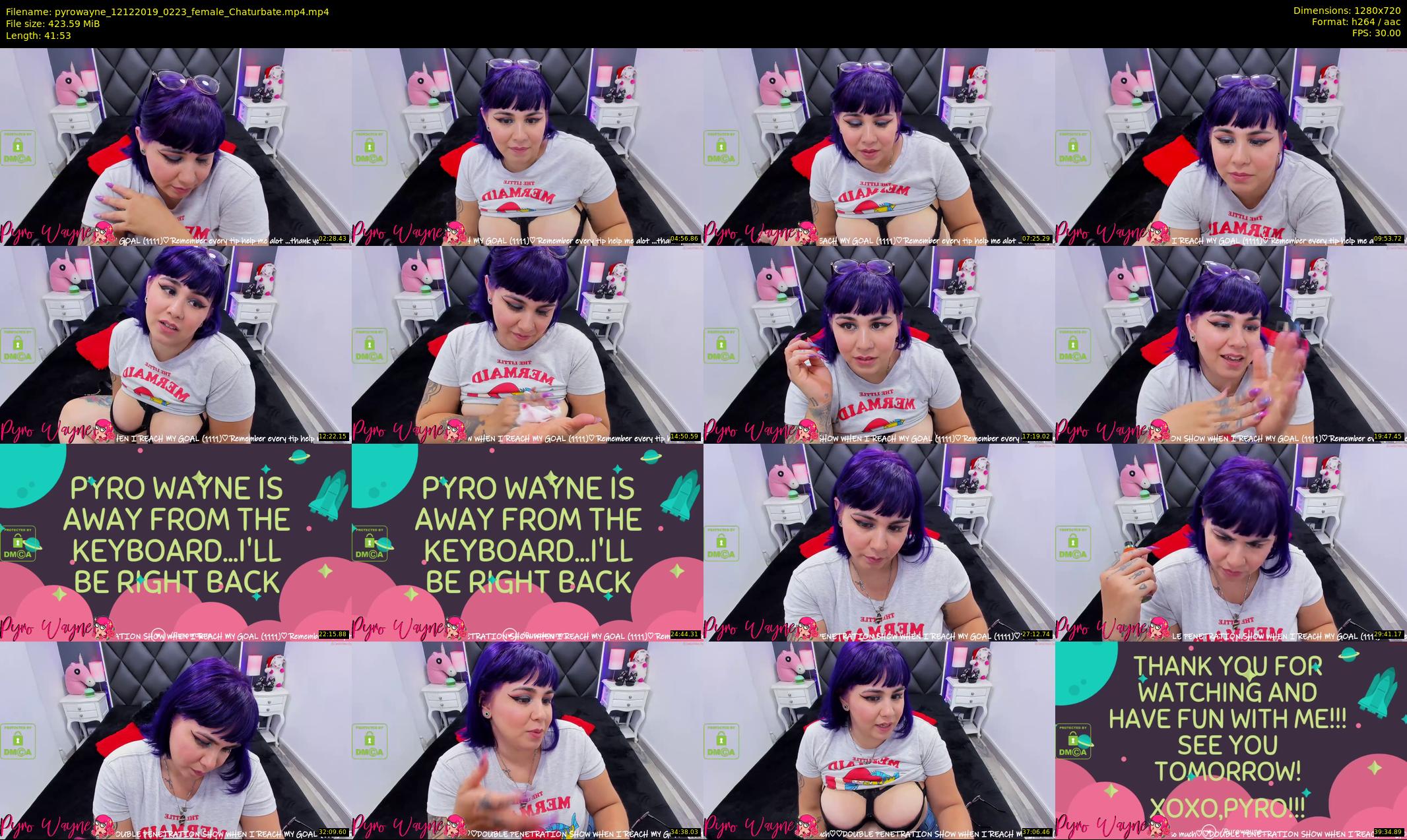 pyrowayne — 42 minute Chaturbate female cam show recording, 720p, Dec 12, 2019