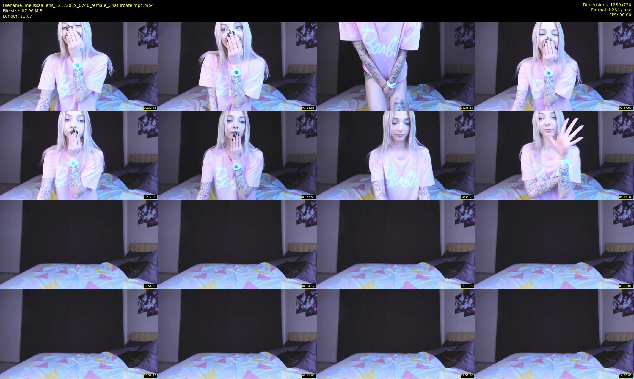 melissaallens — 12 minute Chaturbate female cam show recording, 720p, Dec 12, 2019