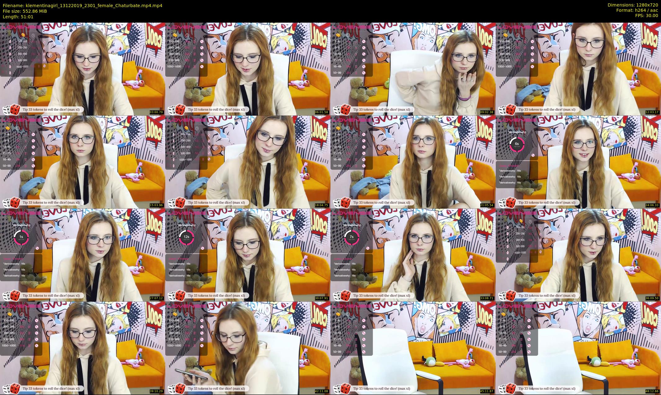 klementinagirl — 52 minute Chaturbate female cam show recording, 720p, Dec 13, 2019