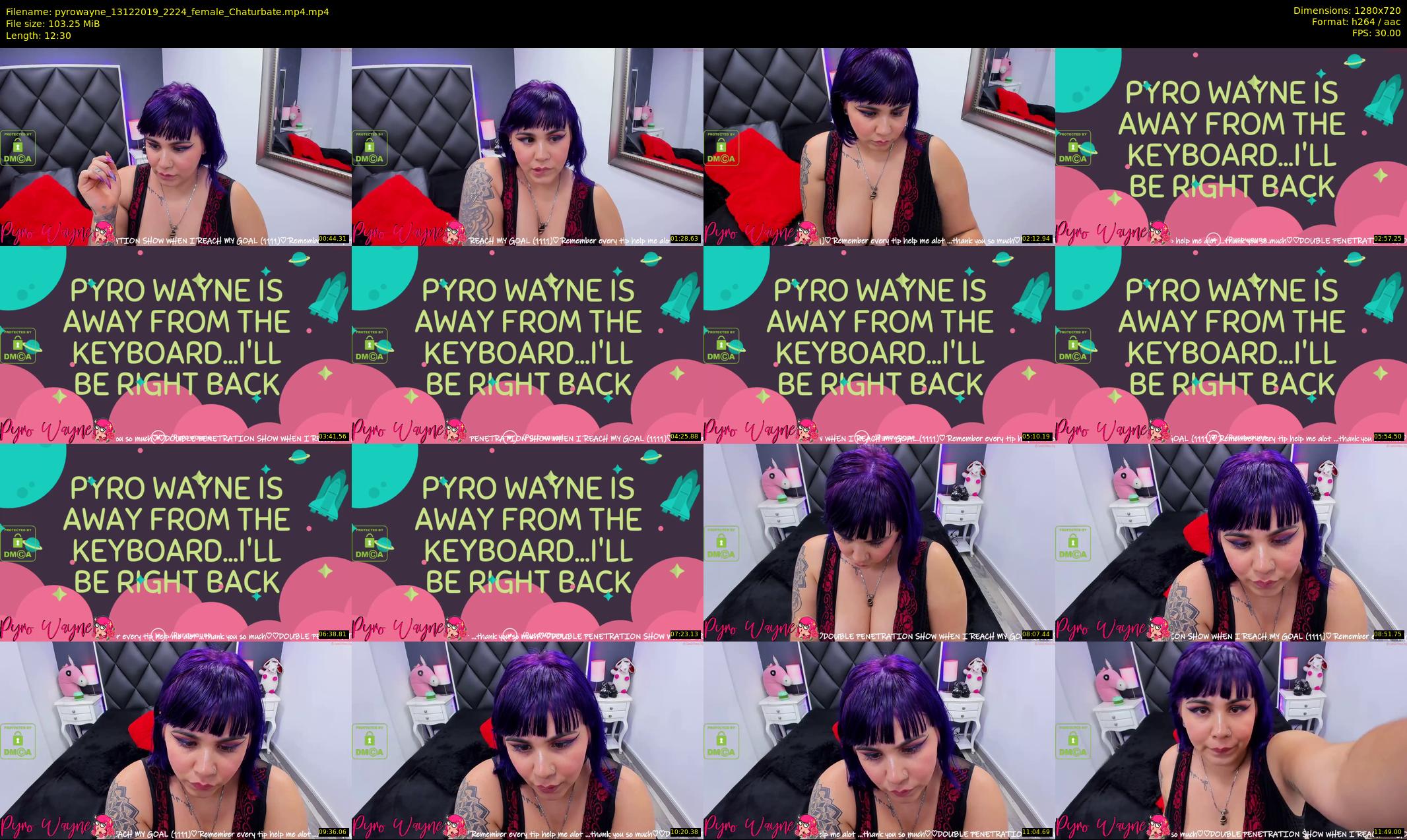 pyrowayne — 13 minute Chaturbate female cam show recording, 720p, Dec 13, 2019