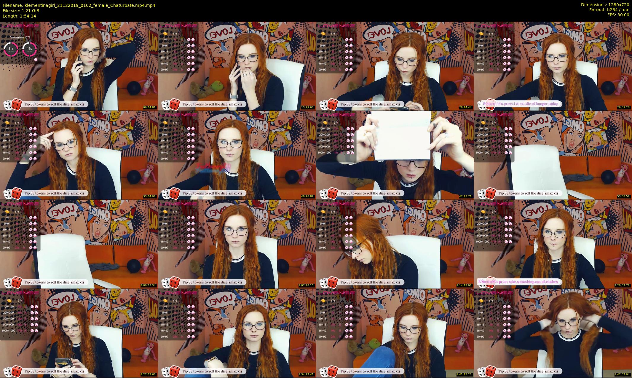 klementinagirl — 115 minute Chaturbate female cam show recording, 720p, Dec 21, 2019