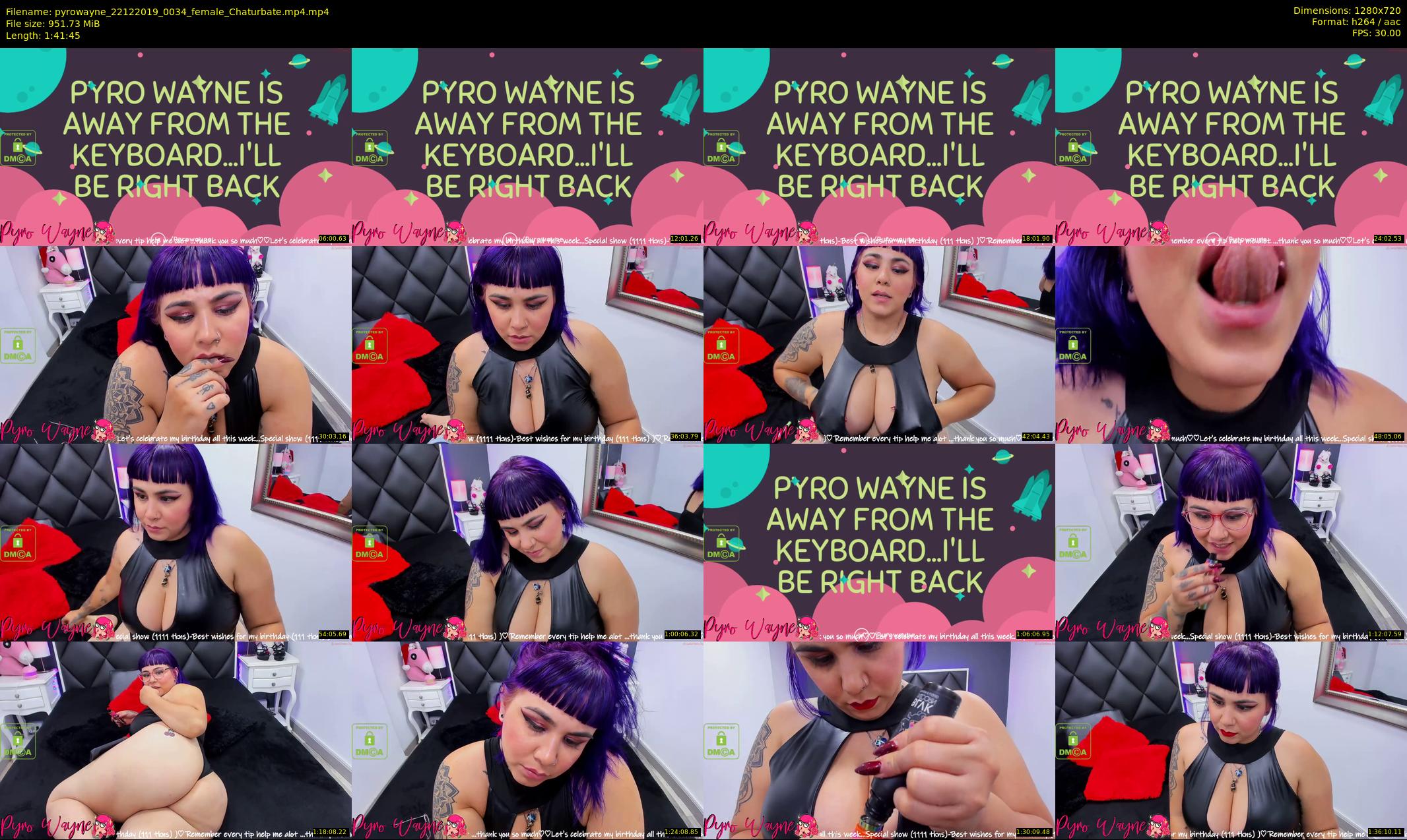 pyrowayne — 102 minute Chaturbate female cam show recording, 720p, Dec 22, 2019