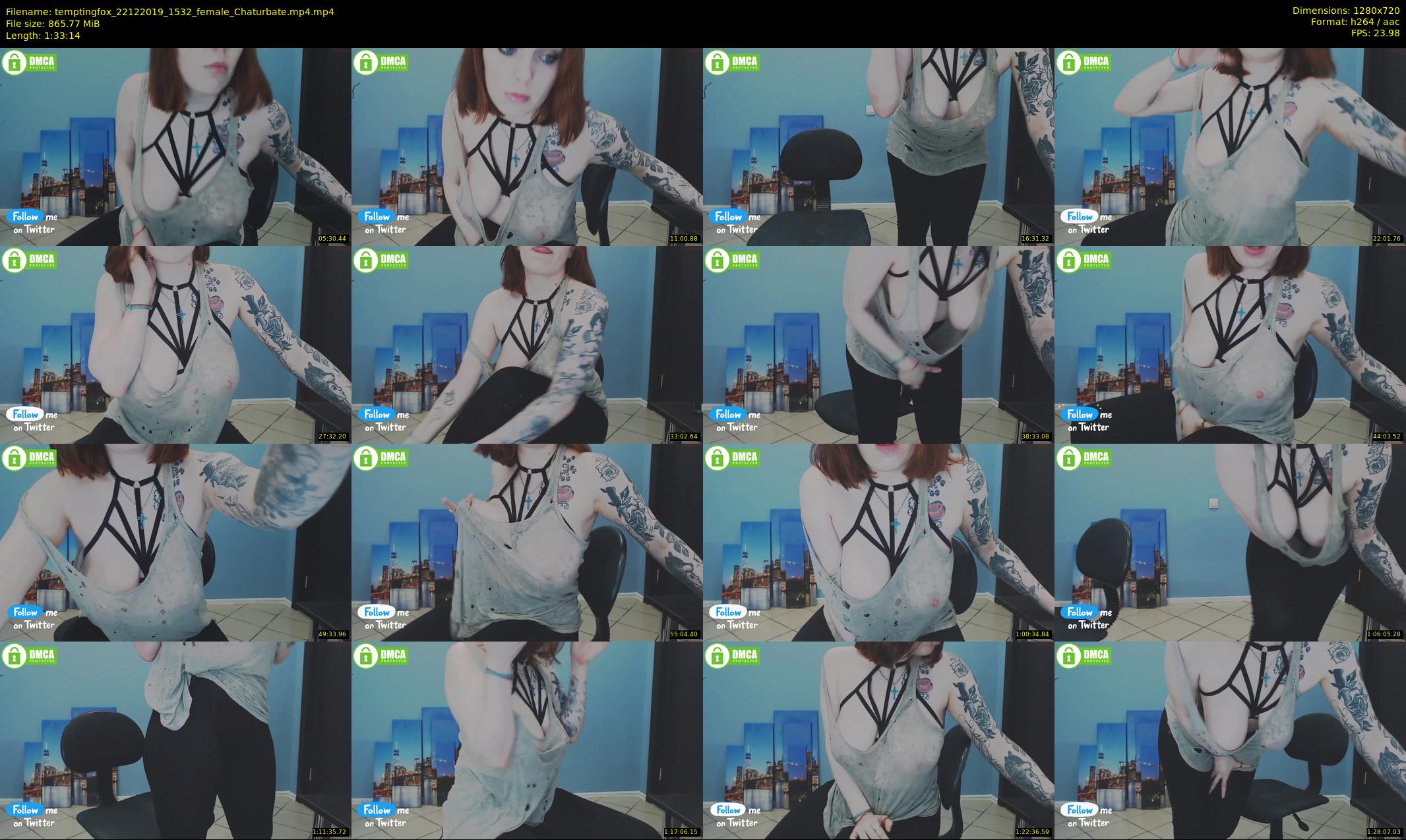 temptingfox — 94 minute Chaturbate female cam show recording, 720p, Dec 22, 2019