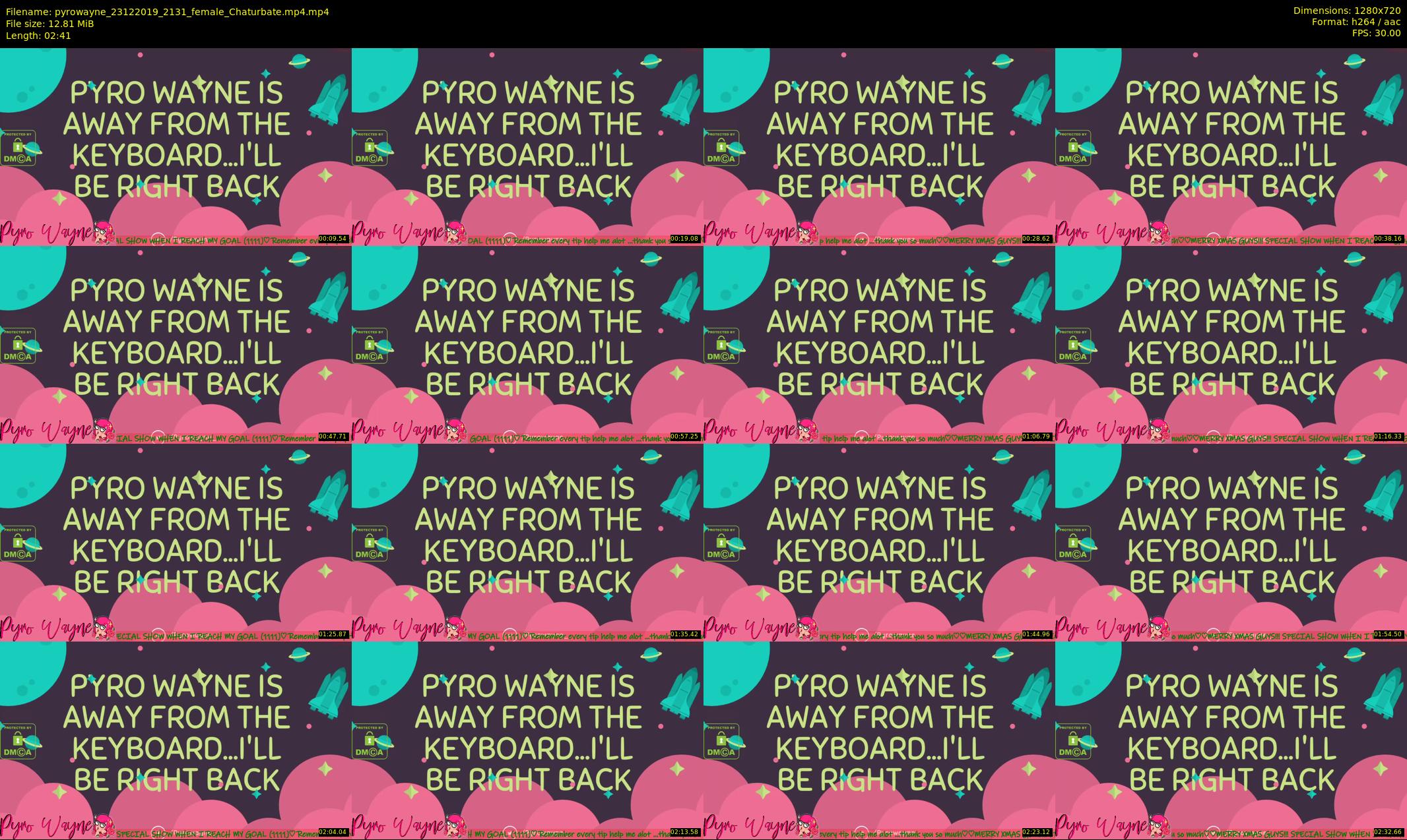 pyrowayne — 3 minute Chaturbate female cam show recording, 720p, Dec 23, 2019
