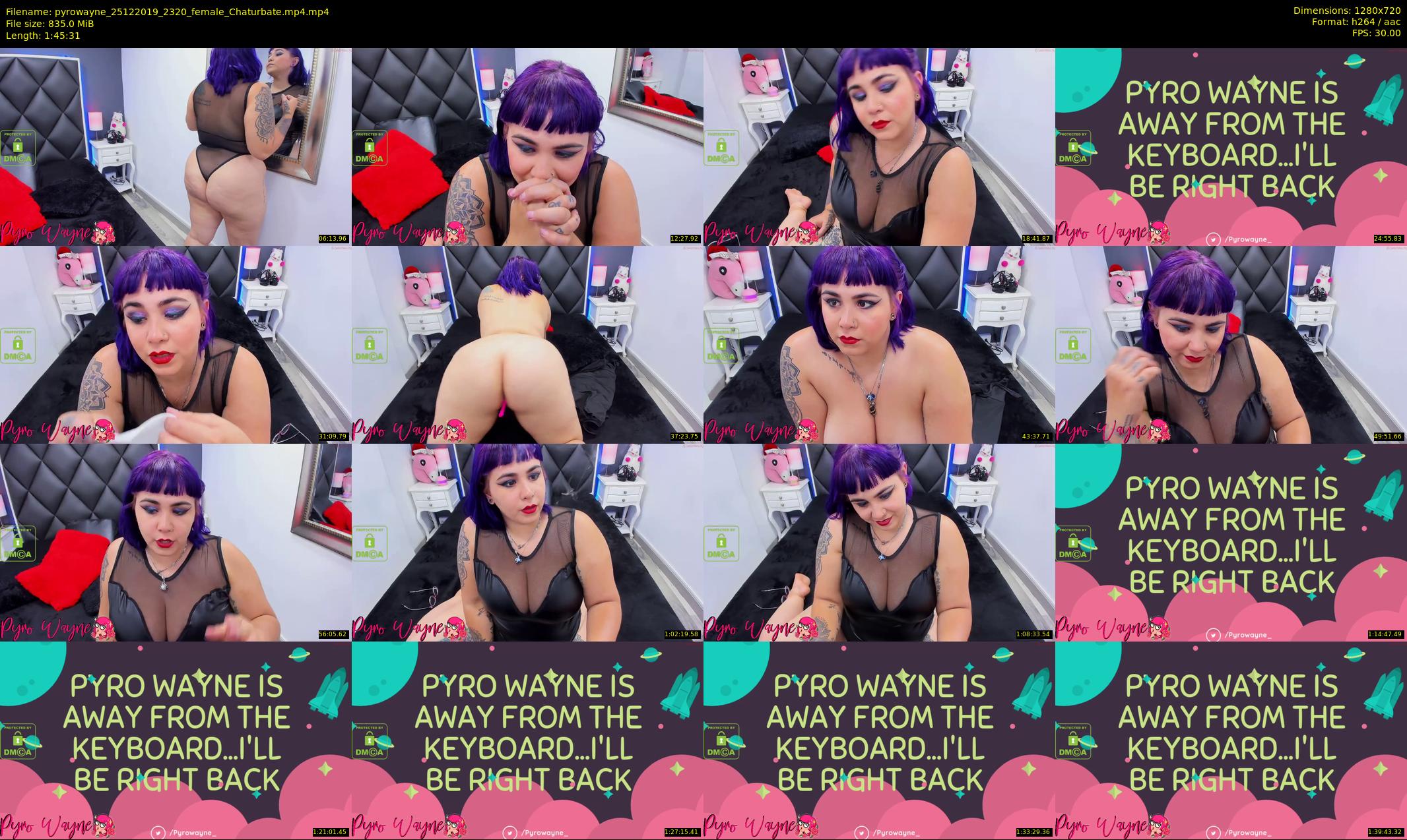 pyrowayne — 106 minute Chaturbate female cam show recording, 720p, Dec 25, 2019
