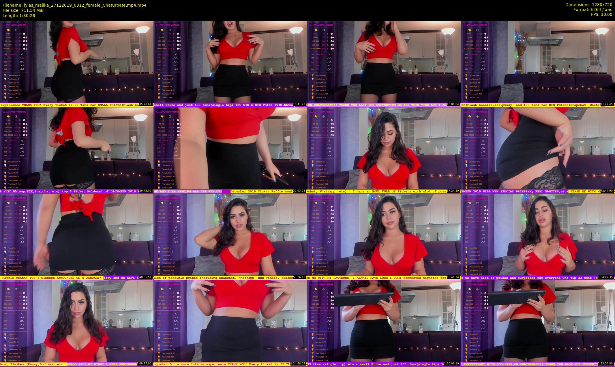 lylas_malika — 91 minute Chaturbate female cam show recording, 720p, Dec 27, 2019