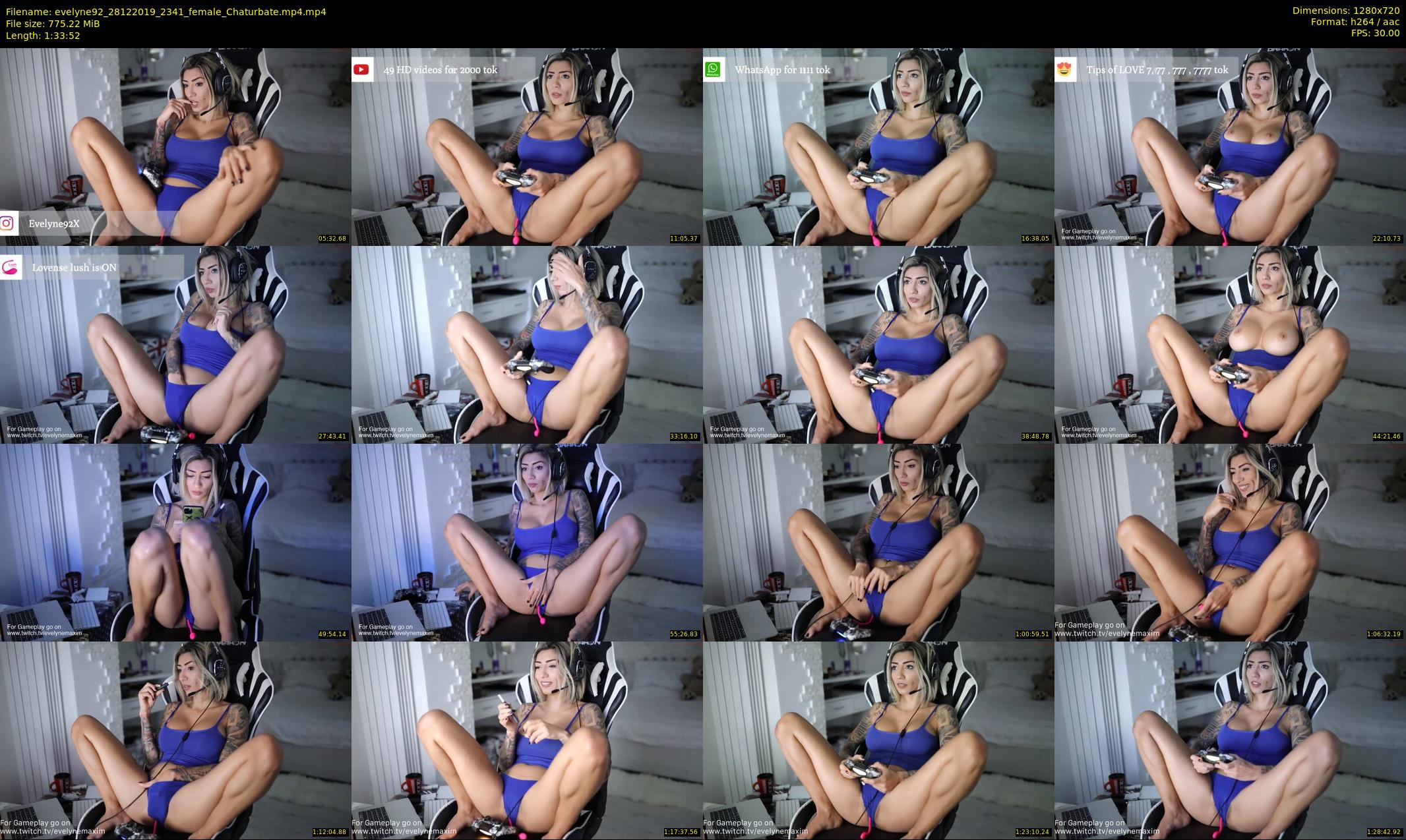 evelyne92 — 94 minute Chaturbate female cam show recording, 720p, Dec 28, 2019