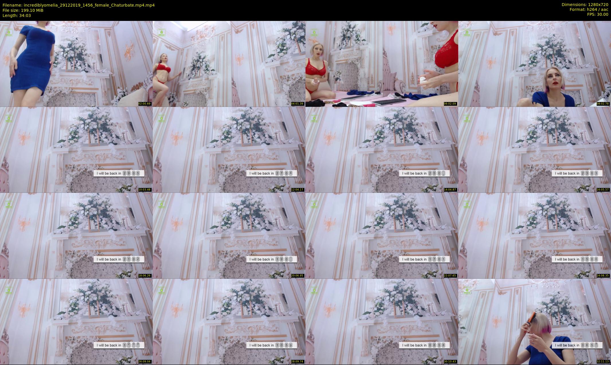incrediblyomelia — 35 minute Chaturbate female cam show recording, 720p, Dec 29, 2019