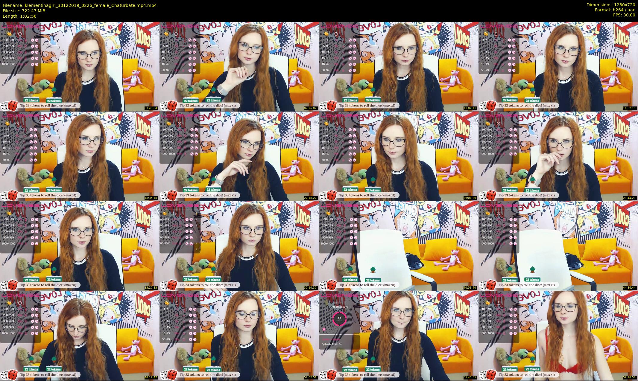klementinagirl — 63 minute Chaturbate female cam show recording, 720p, Dec 30, 2019