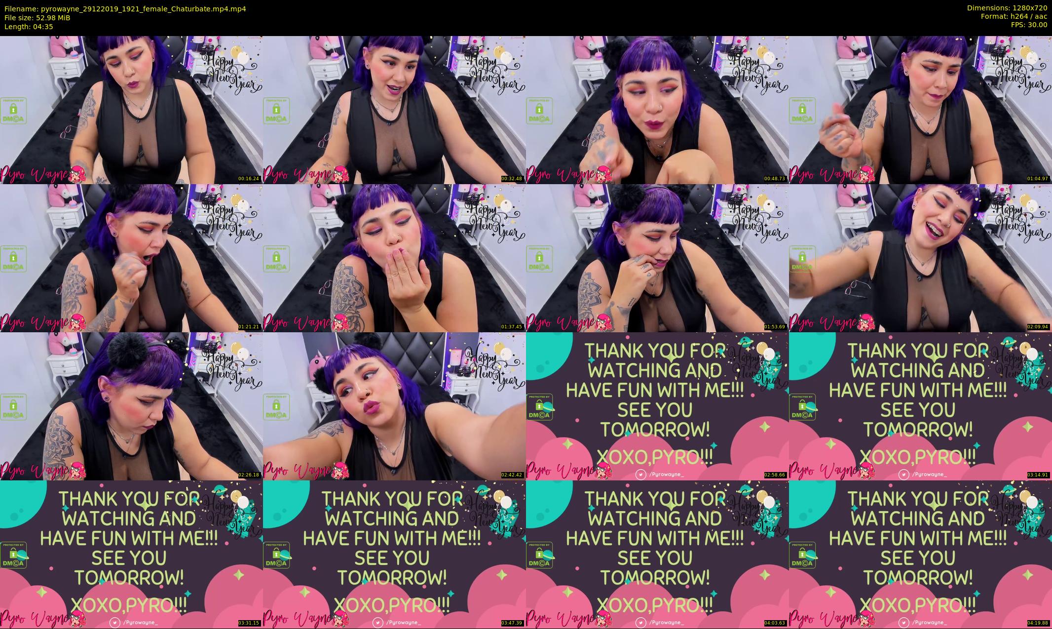 pyrowayne — 5 minute Chaturbate female cam show recording, 720p, Dec 29, 2019