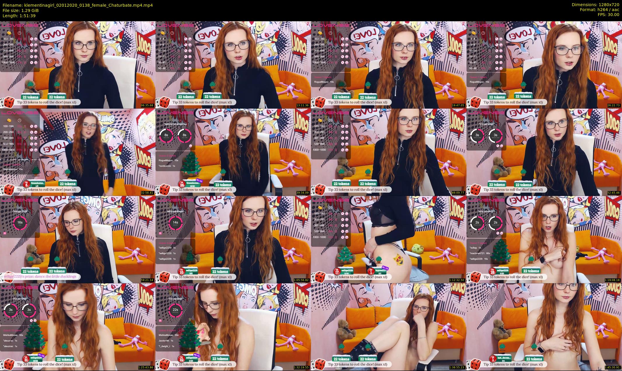 klementinagirl — 112 minute Chaturbate female cam show recording, 720p, Jan 2, 2020