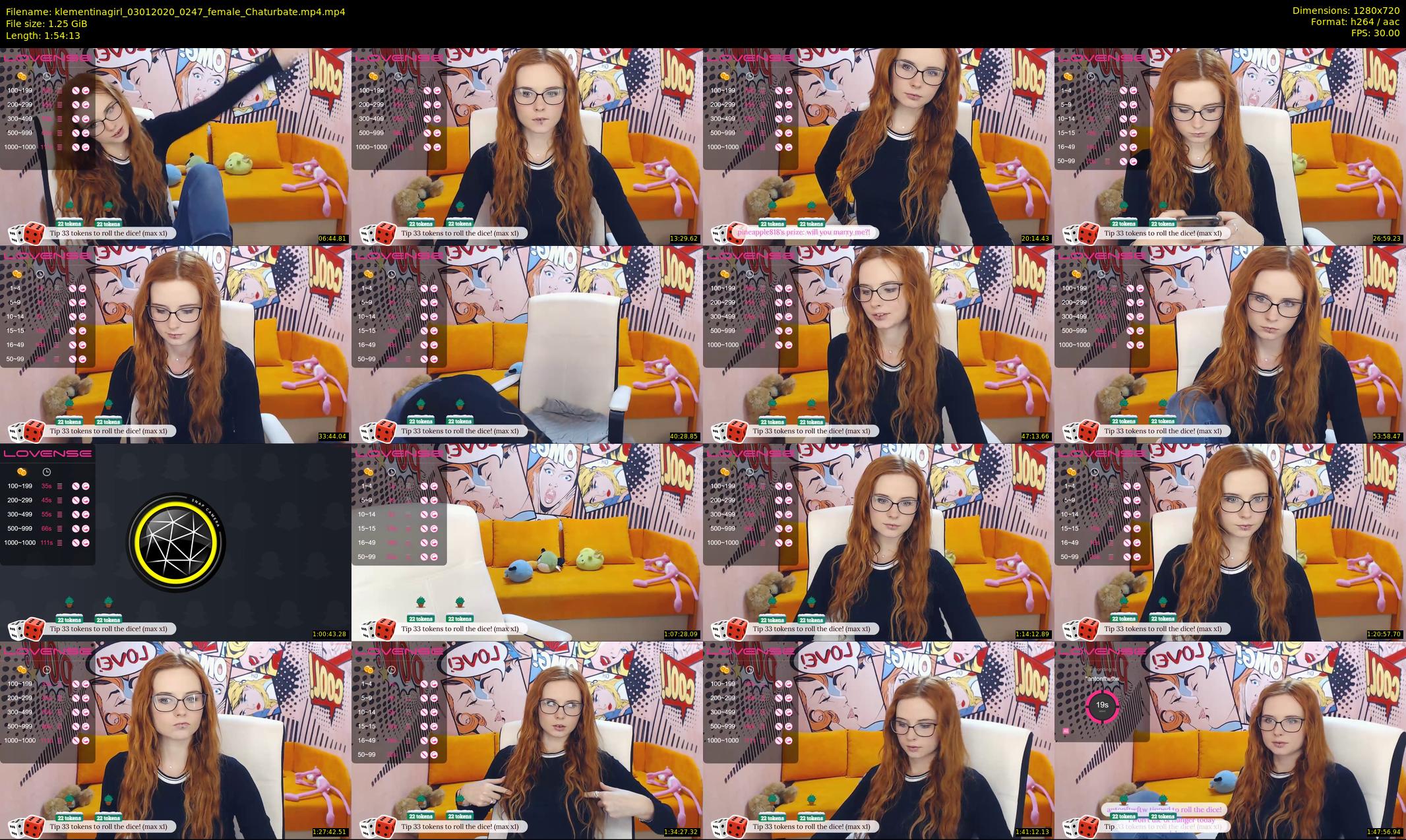 klementinagirl — 115 minute Chaturbate female cam show recording, 720p, Jan 3, 2020