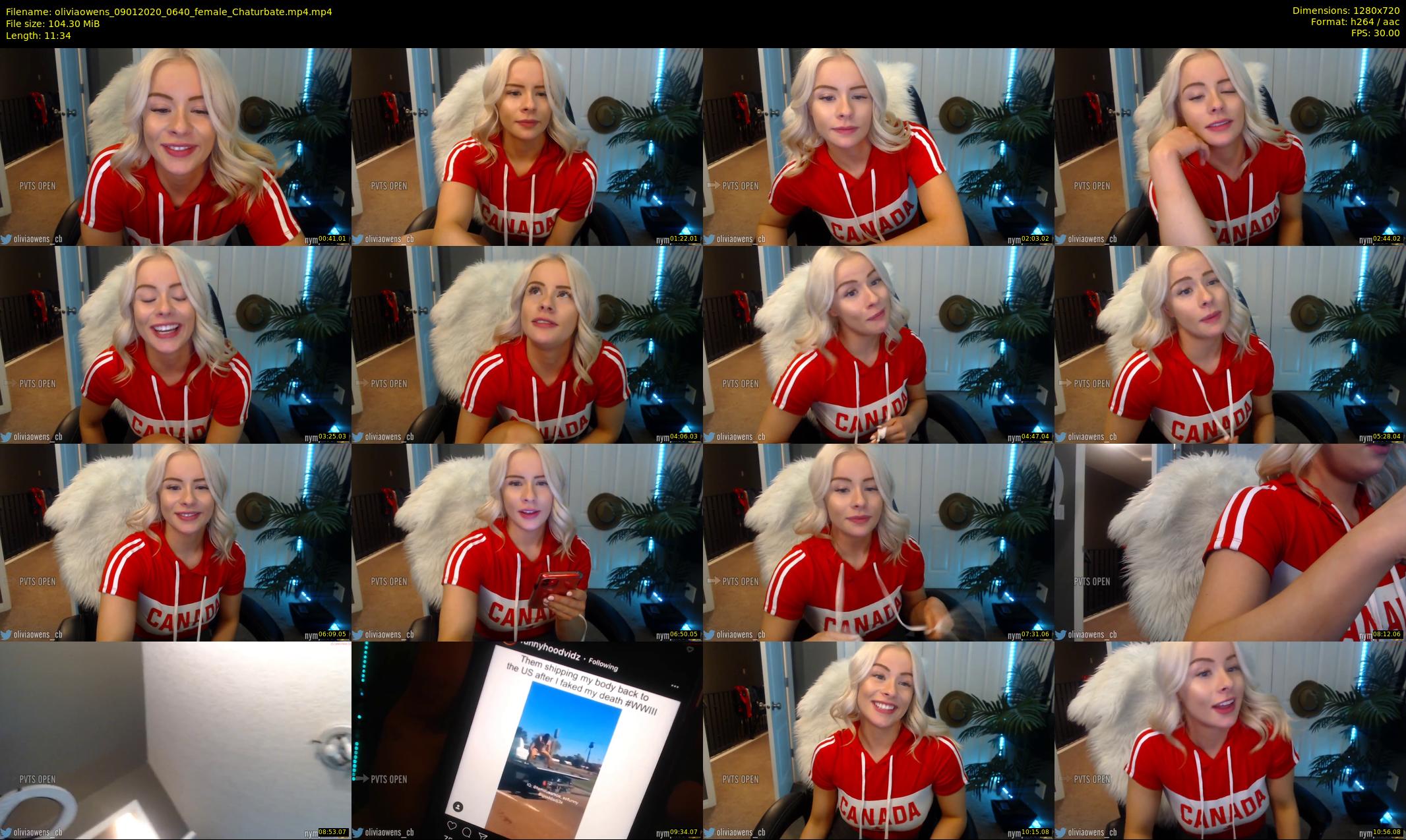 oliviaowens — 12 minute Chaturbate female cam show recording, 720p, Jan 9, 2020