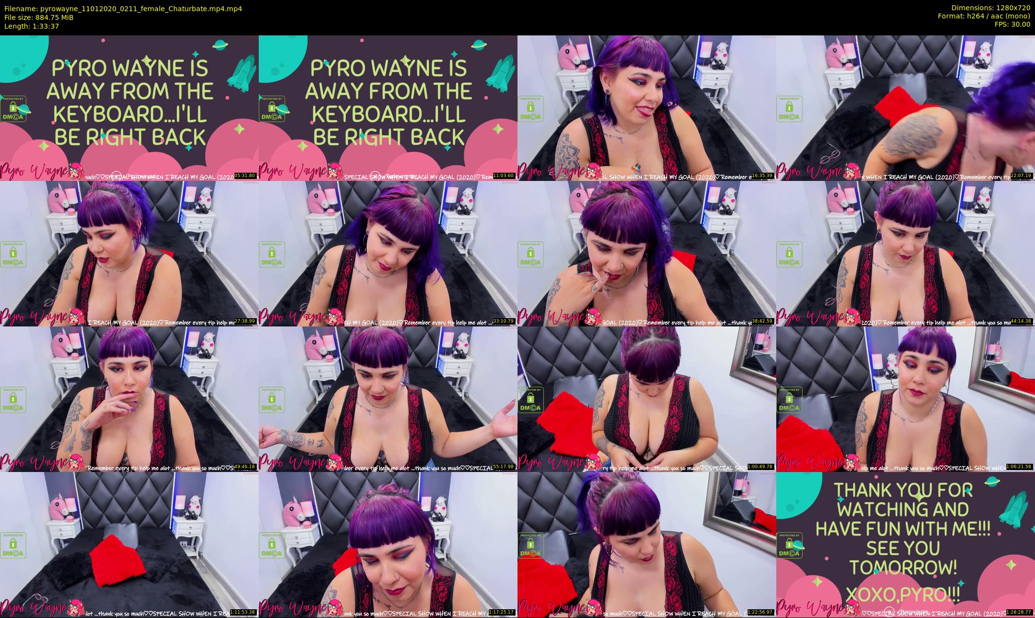 pyrowayne — 94 minute Chaturbate female cam show recording, 720p, Jan 11, 2020