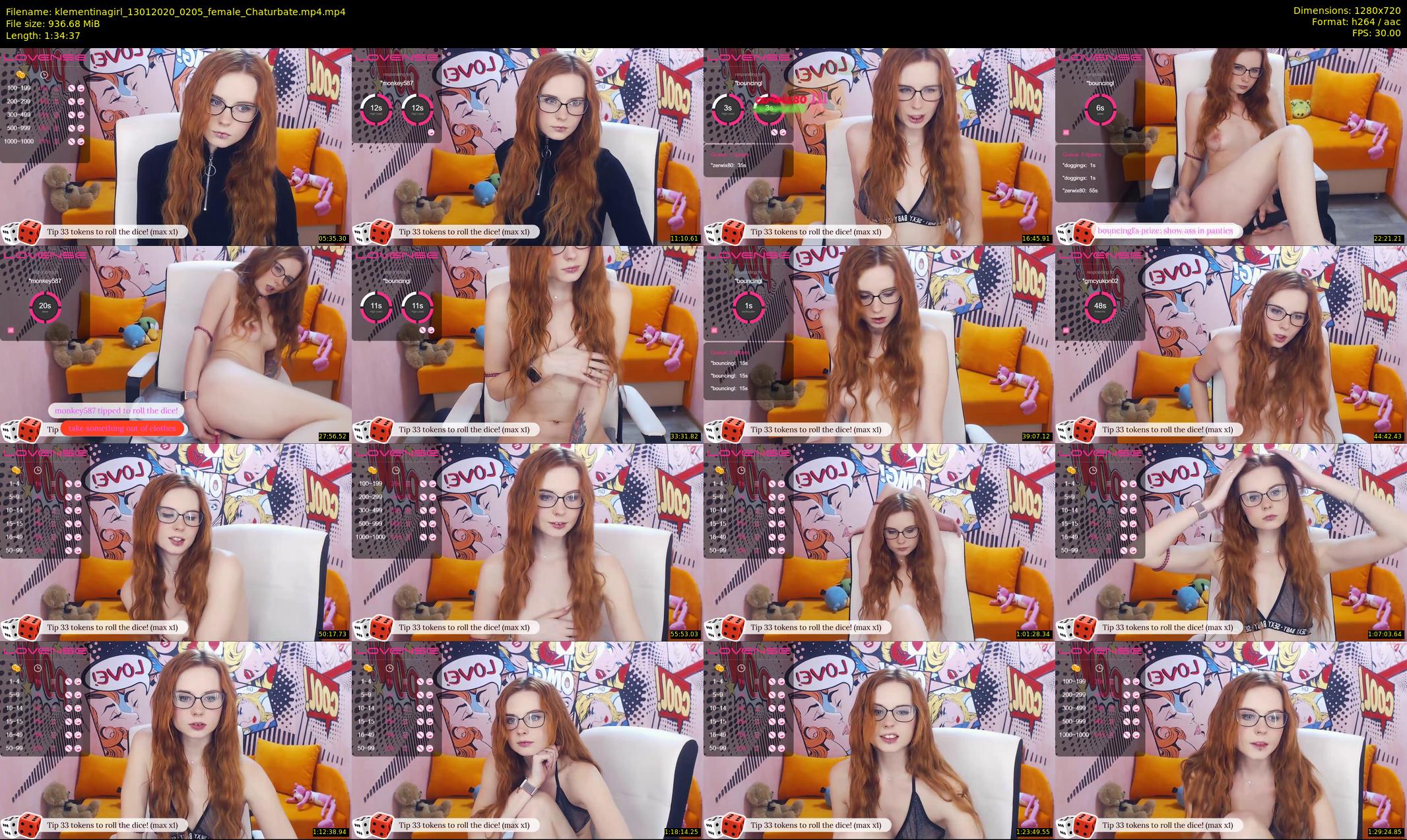 klementinagirl — 95 minute Chaturbate female cam show recording, 720p, Jan 13, 2020