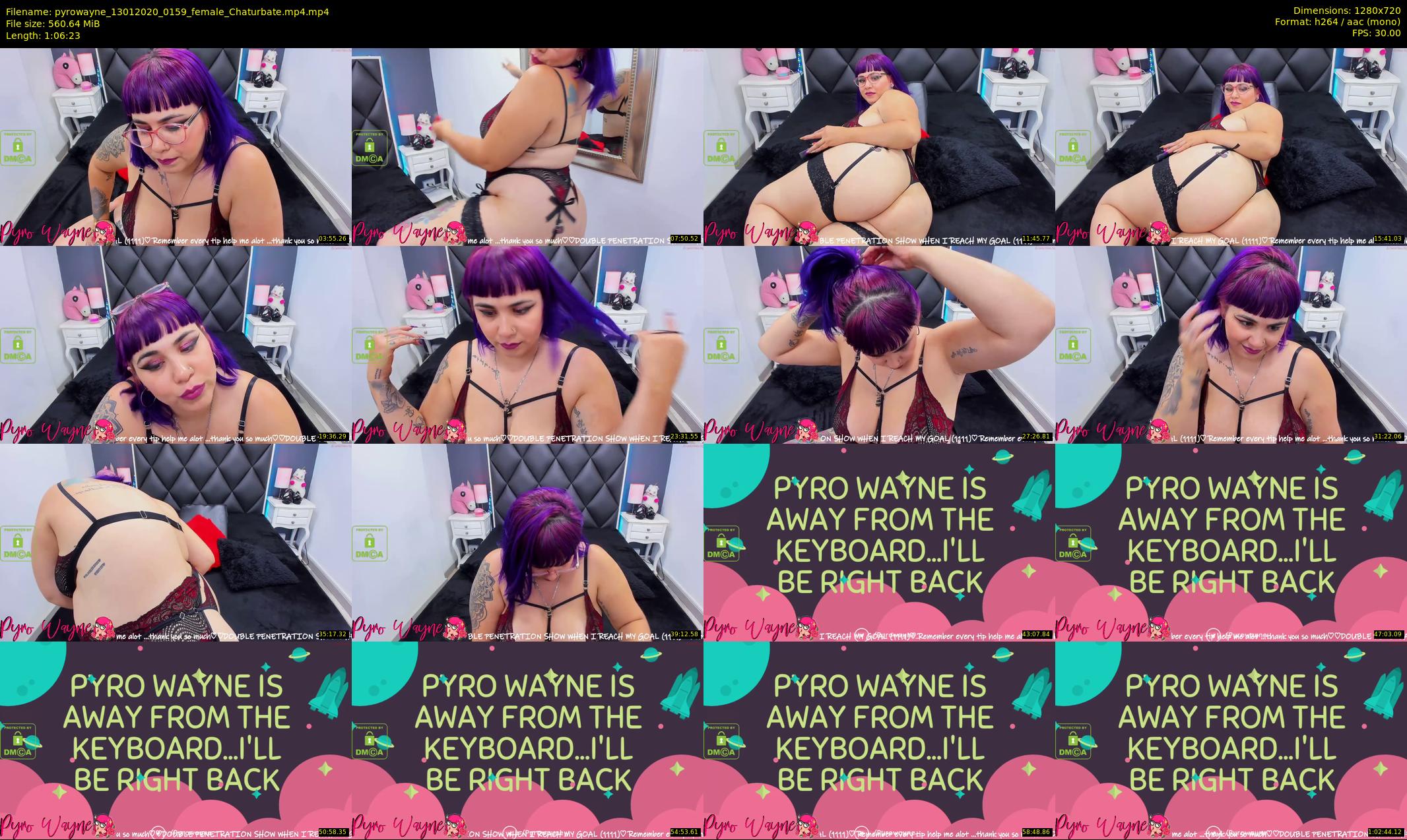 pyrowayne — 67 minute Chaturbate female cam show recording, 720p, Jan 13, 2020