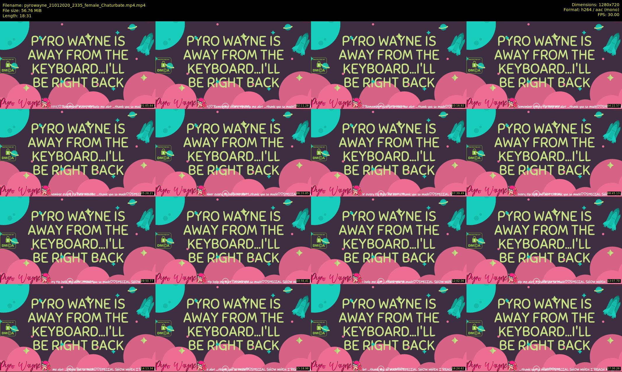 pyrowayne — 19 minute Chaturbate female cam show recording, 720p, Jan 21, 2020