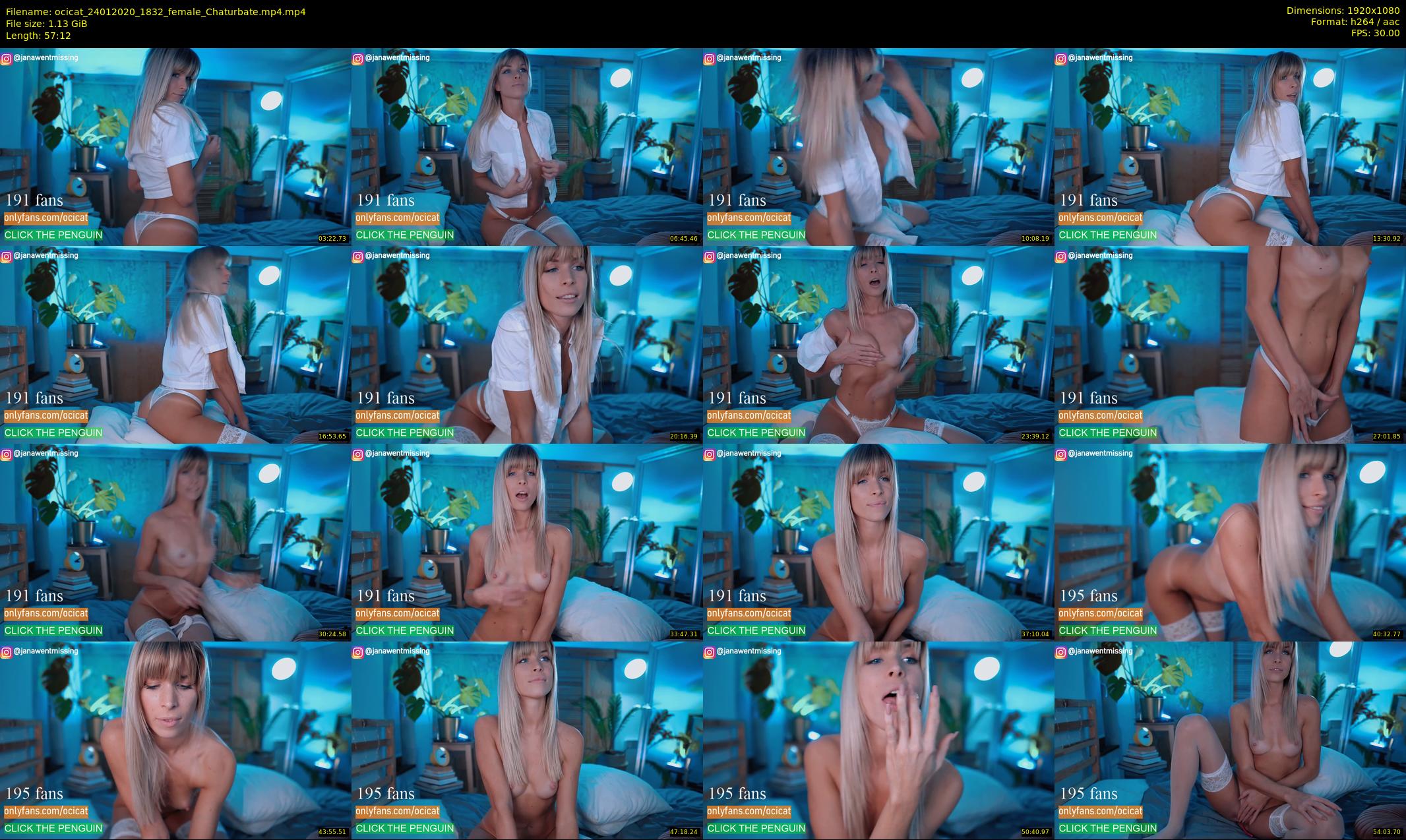 ocicat — 58 minute Chaturbate female cam show recording, 1080p, Jan 24, 2020