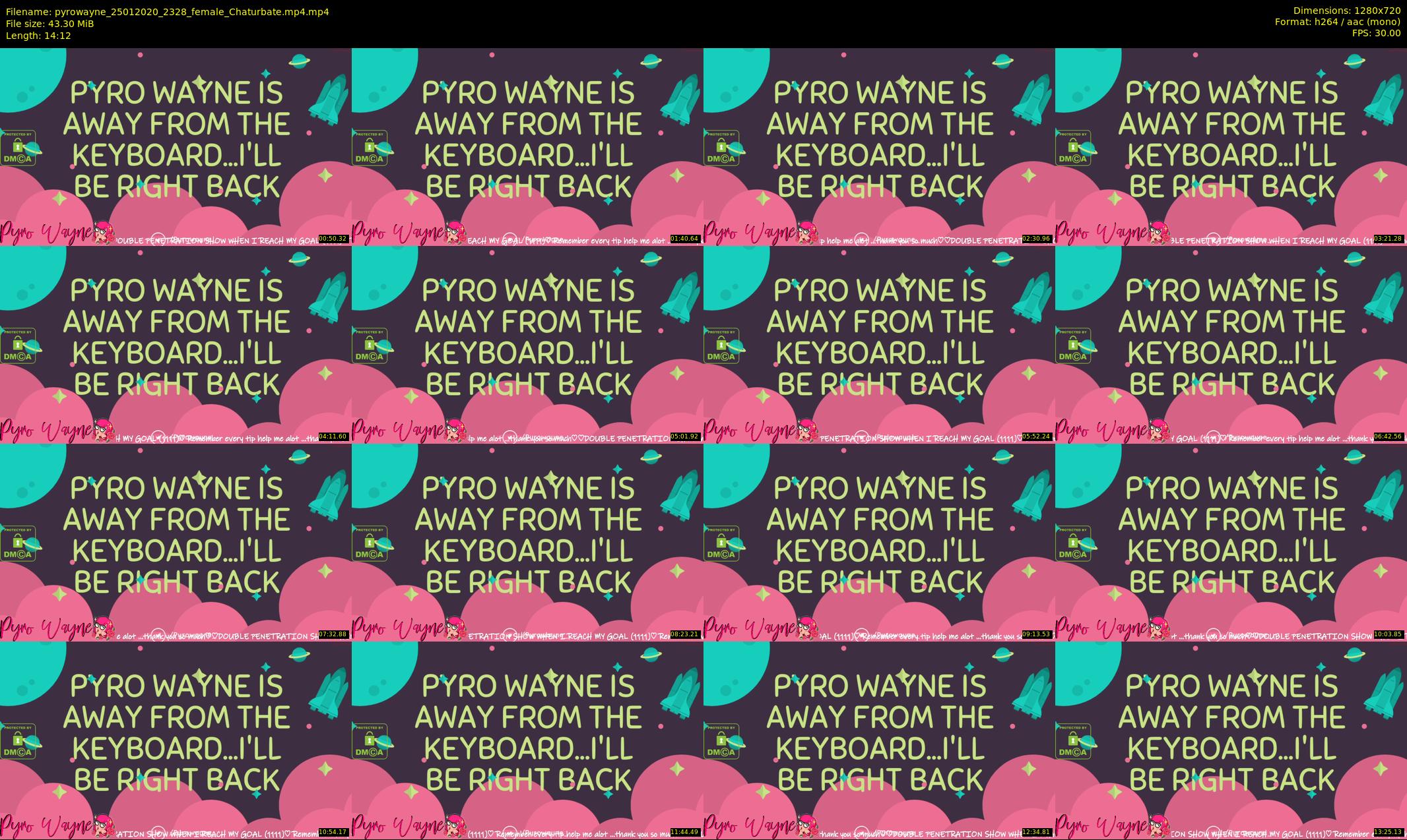 pyrowayne — 15 minute Chaturbate female cam show recording, 720p, Jan 25, 2020