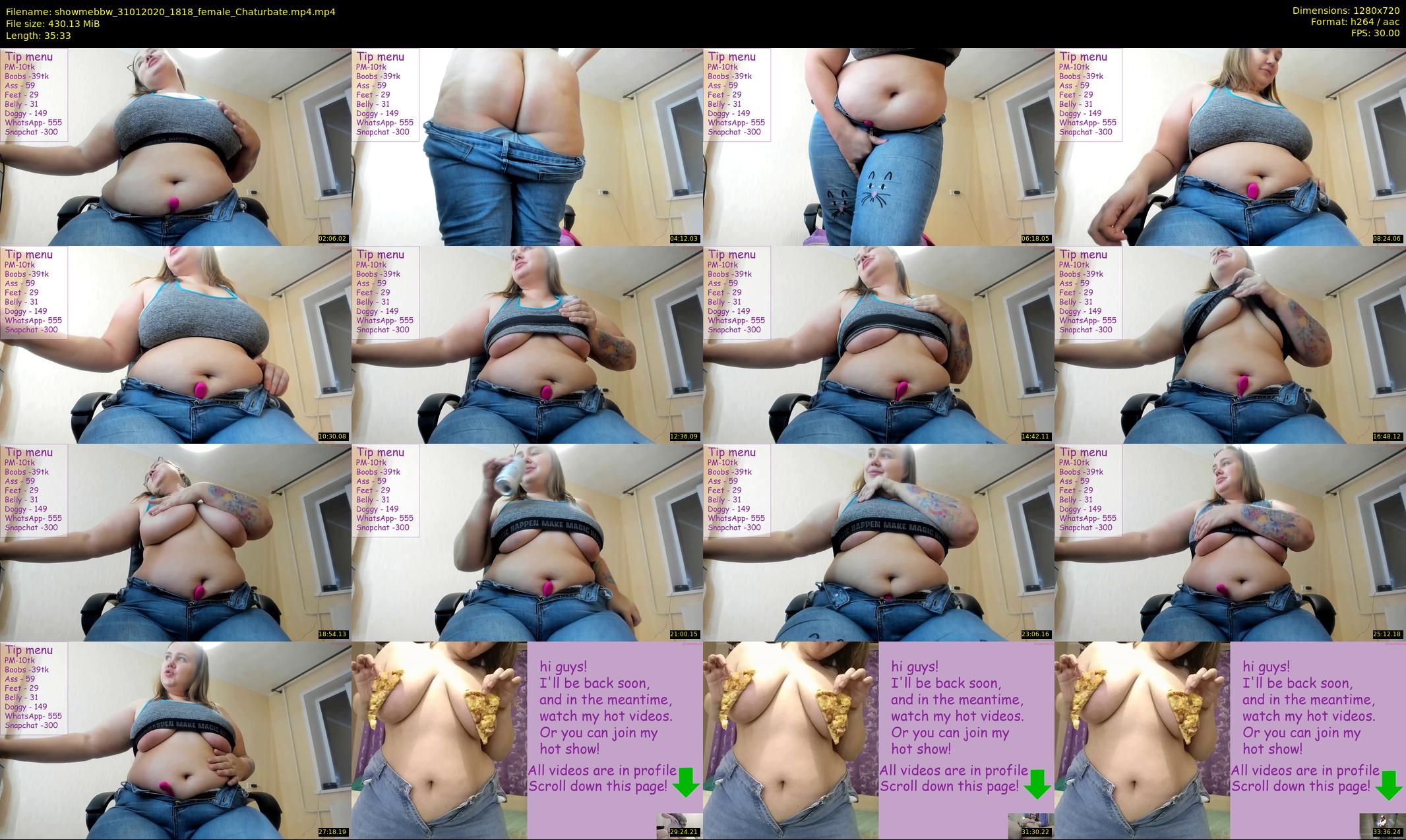 showmebbw — 36 minute Chaturbate female cam show recording, 720p, Jan 31, 2020