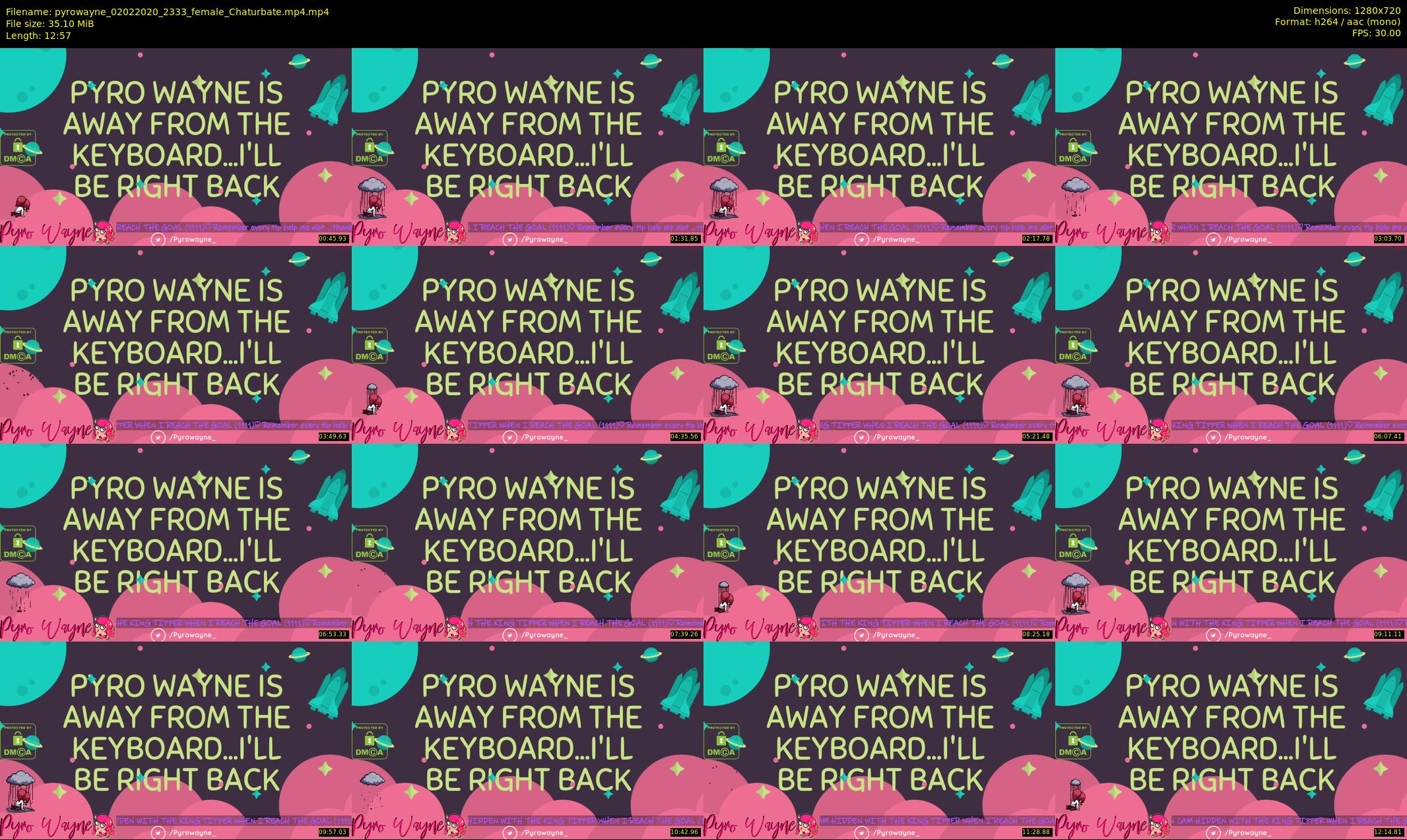 pyrowayne — 13 minute Chaturbate female cam show recording, 720p, Feb 2, 2020