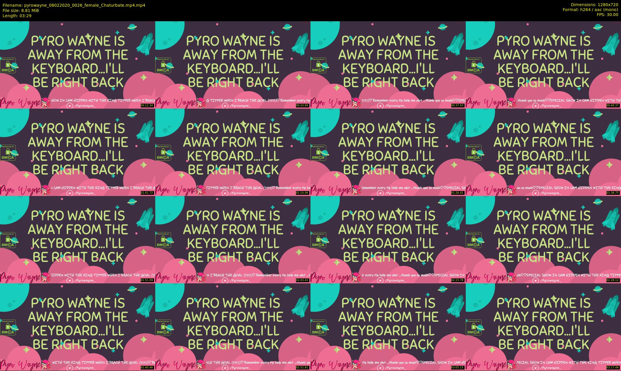 pyrowayne — 4 minute Chaturbate female cam show recording, 720p, Feb 8, 2020