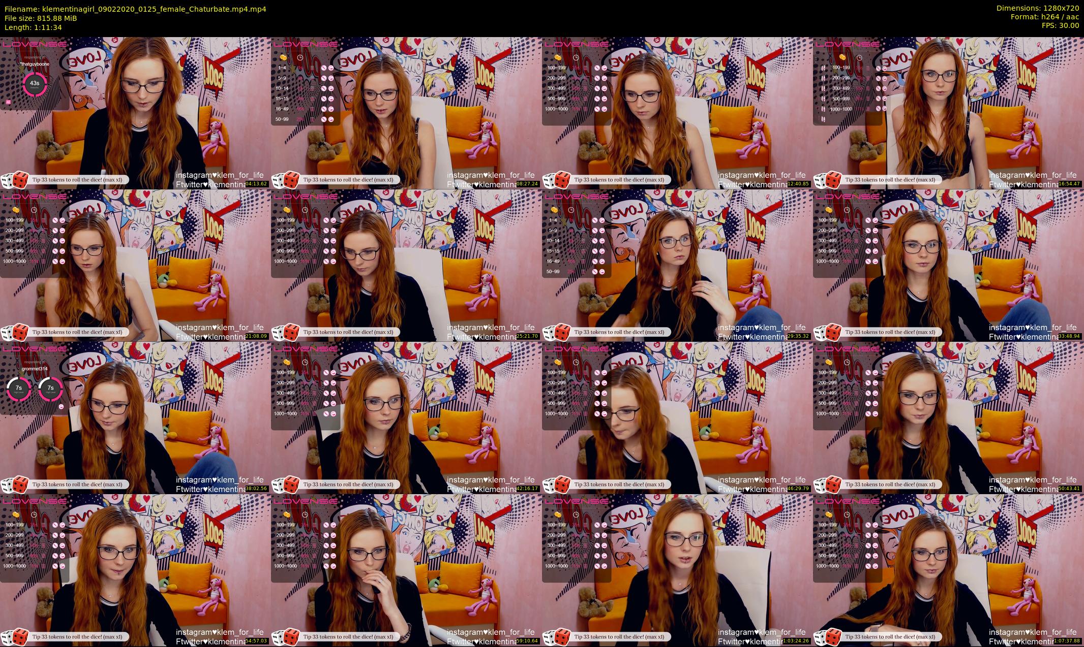 klementinagirl — 72 minute Chaturbate female cam show recording, 720p, Feb 9, 2020