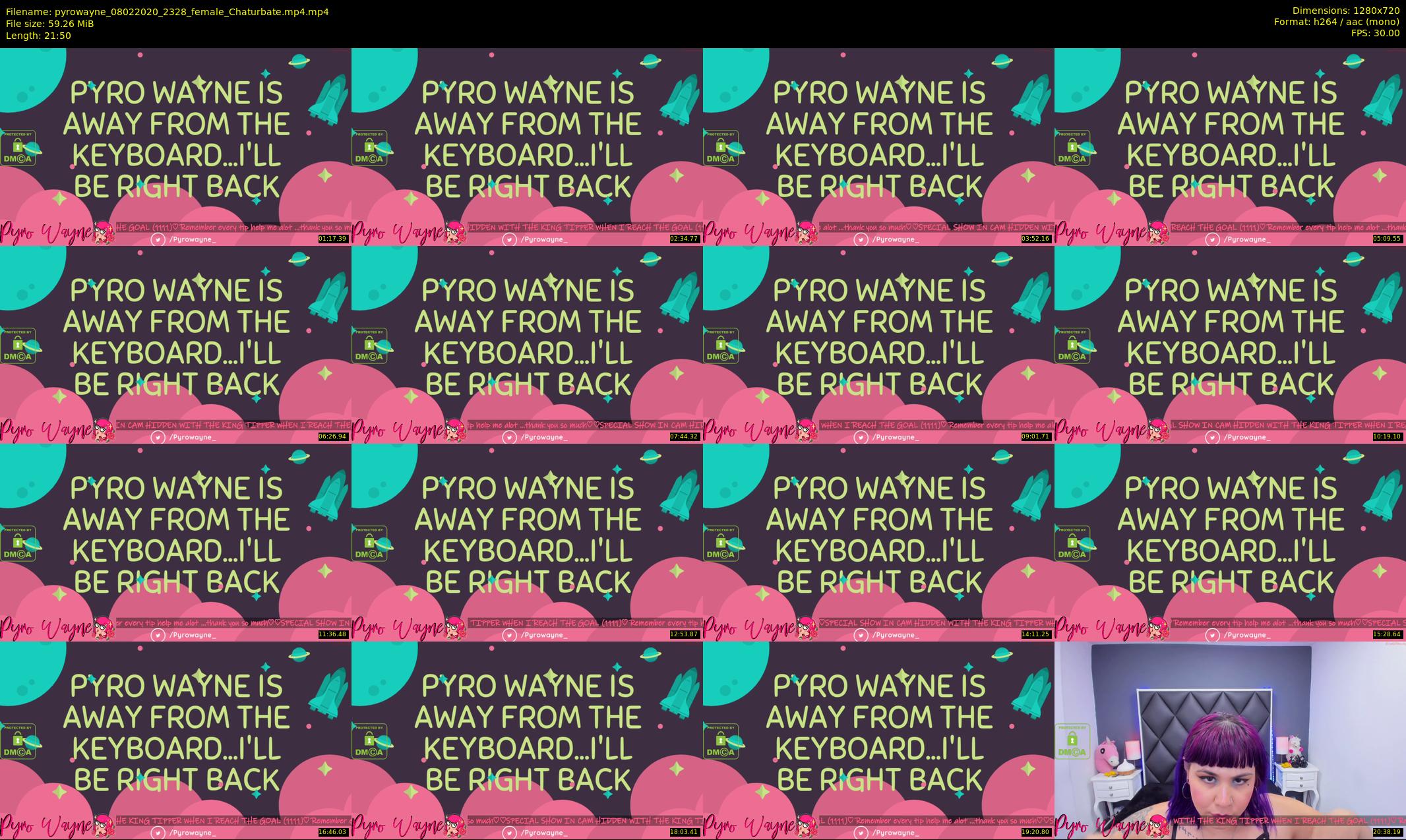 pyrowayne — 22 minute Chaturbate female cam show recording, 720p, Feb 8, 2020