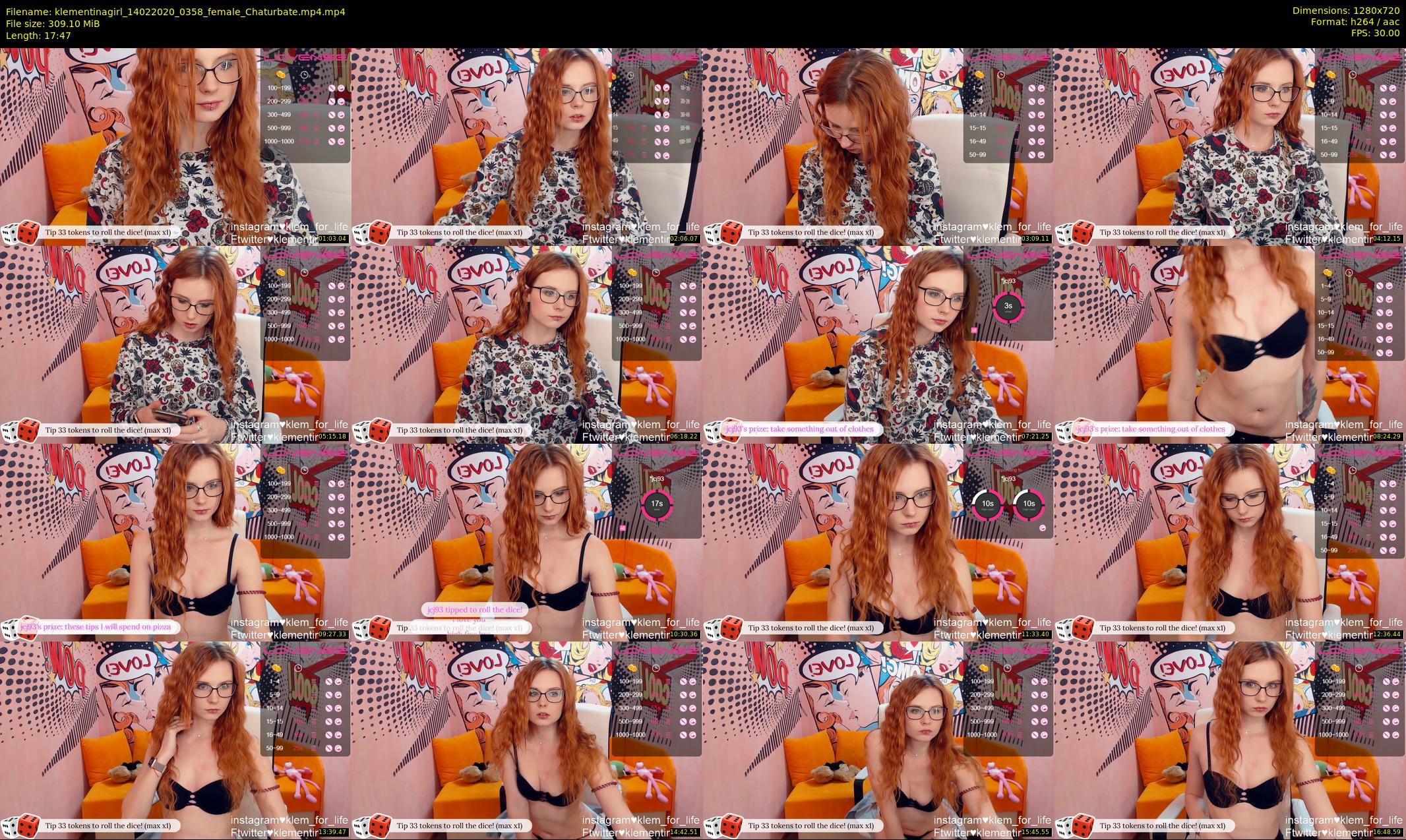 klementinagirl — 18 minute Chaturbate female cam show recording, 720p, Feb 14, 2020