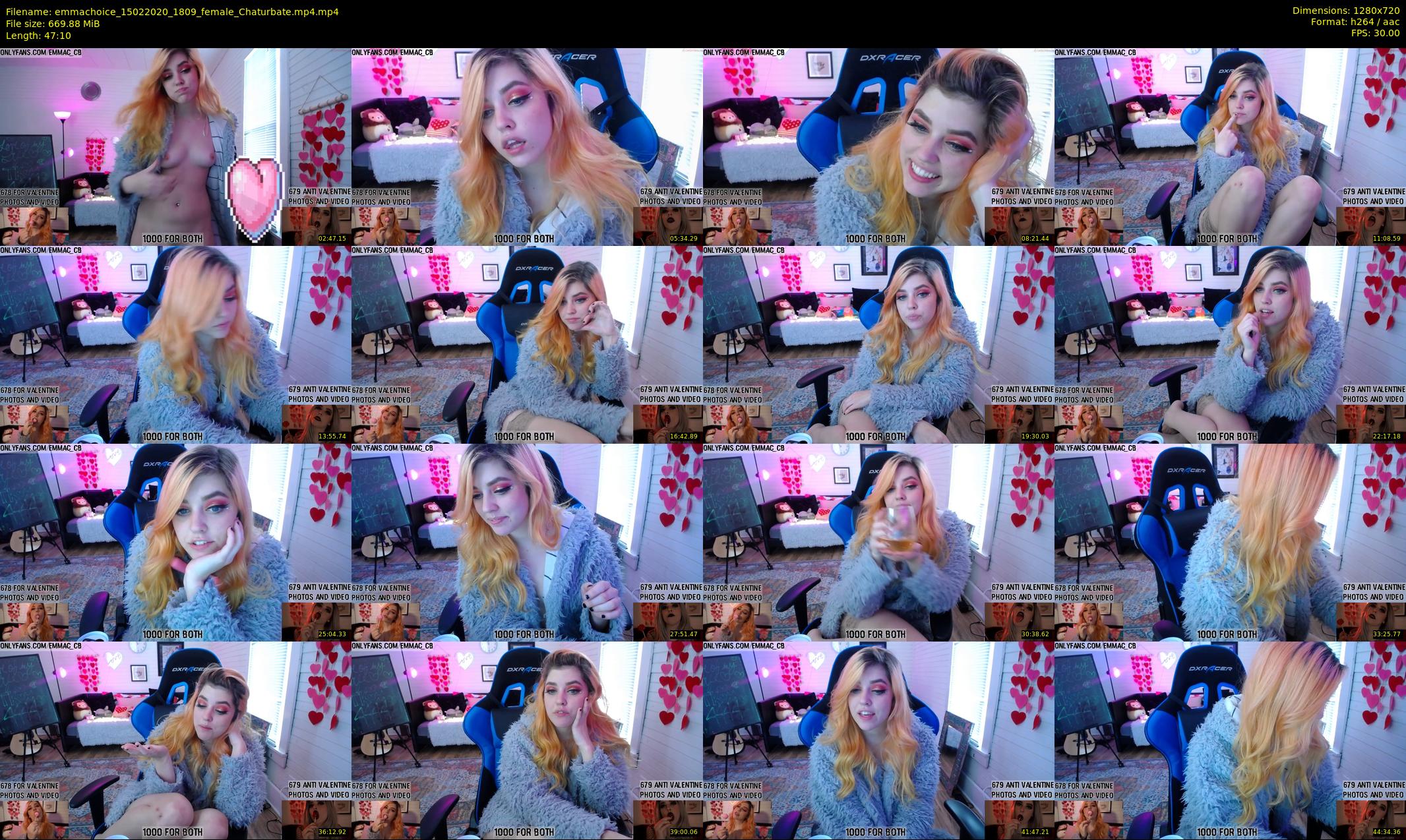 emmachoice — 48 minute Chaturbate female cam show recording, 720p, Feb 15, 2020